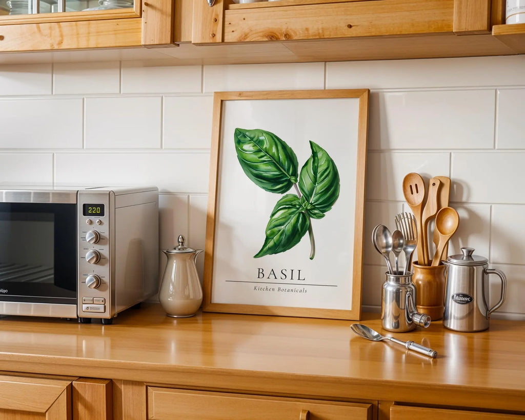 Basil Herb Print • Botanical Kitchen Wall Art wall art print, modern home decor, unframed artwork by Nomad & Nest