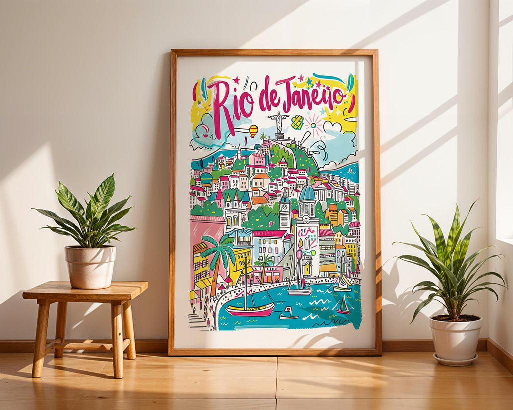 Rio de Janeiro Art Print | Colorful Brazil Travel Poster wall art print, modern home decor, unframed artwork by Nomad & Nest