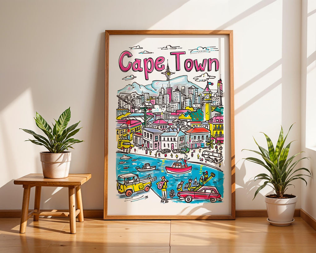 Cape Town Art Print | Table Mountain, South Africa Cityscape wall art print, modern home decor, unframed artwork by Nomad & Nest