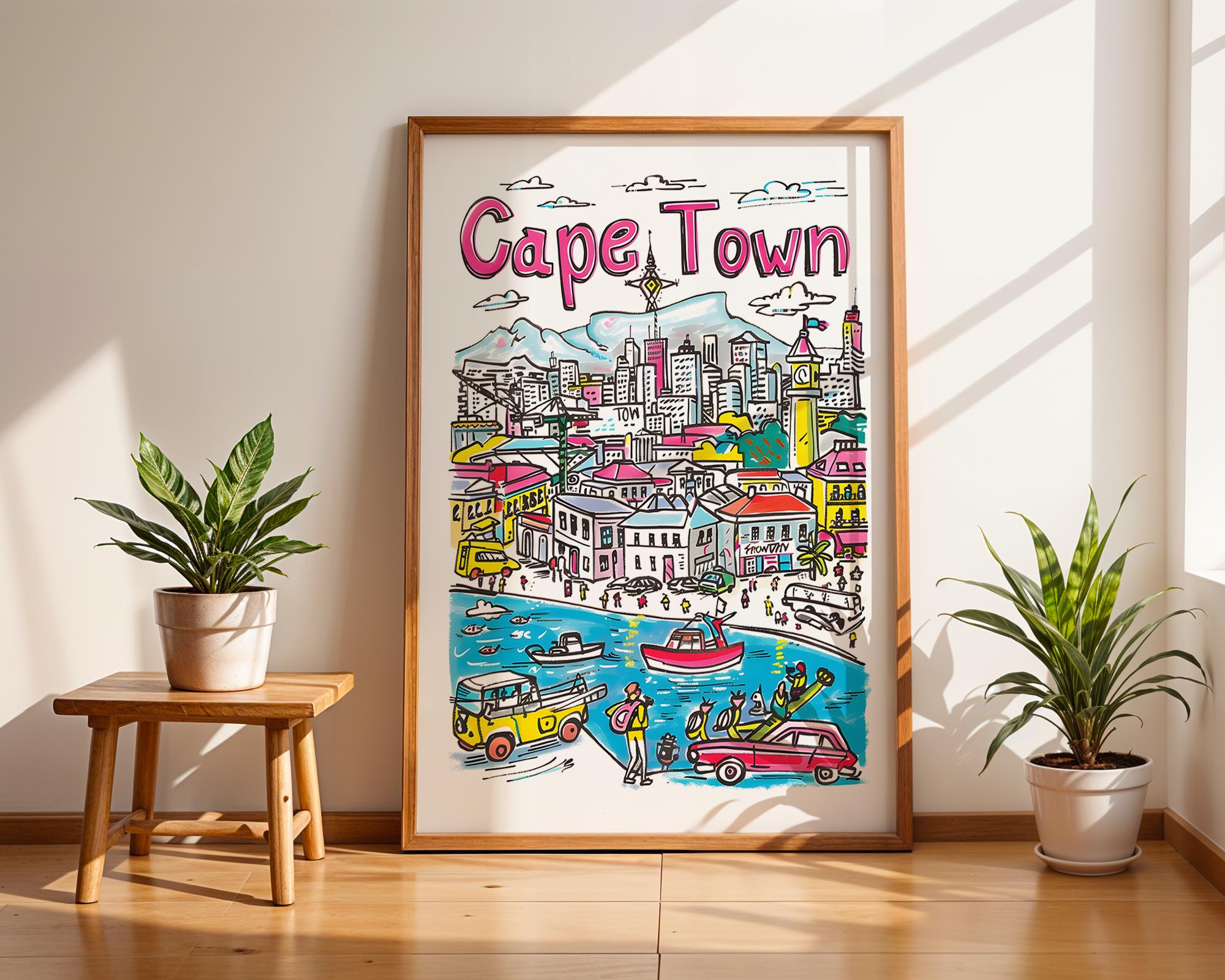 Cape Town Art Print | Table Mountain, South Africa Cityscape wall art print, modern home decor, unframed artwork by Nomad & Nest
