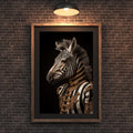 Zebra Portrait Print | Gold Military Jacket Animal Wall Art wall art print, modern home decor, unframed artwork by Nomad & Nest
