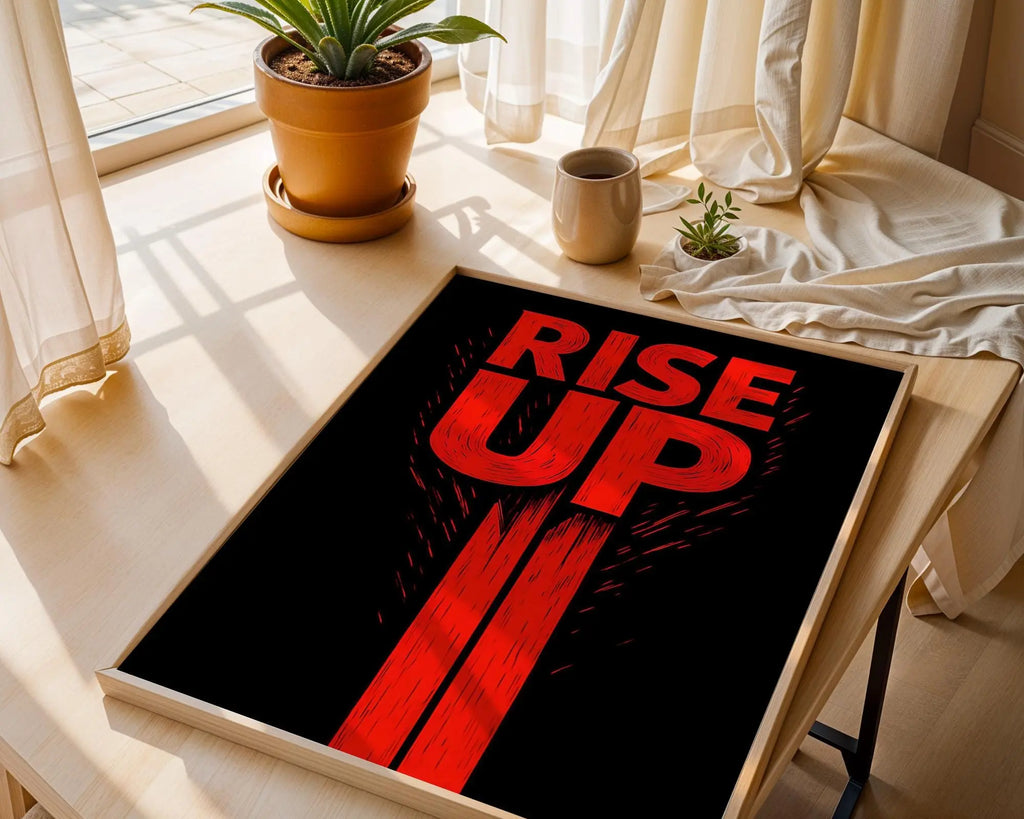 Rise Up Typography Print | Bold Red Black Wall Art wall art print, modern home decor, unframed artwork by Nomad & Nest