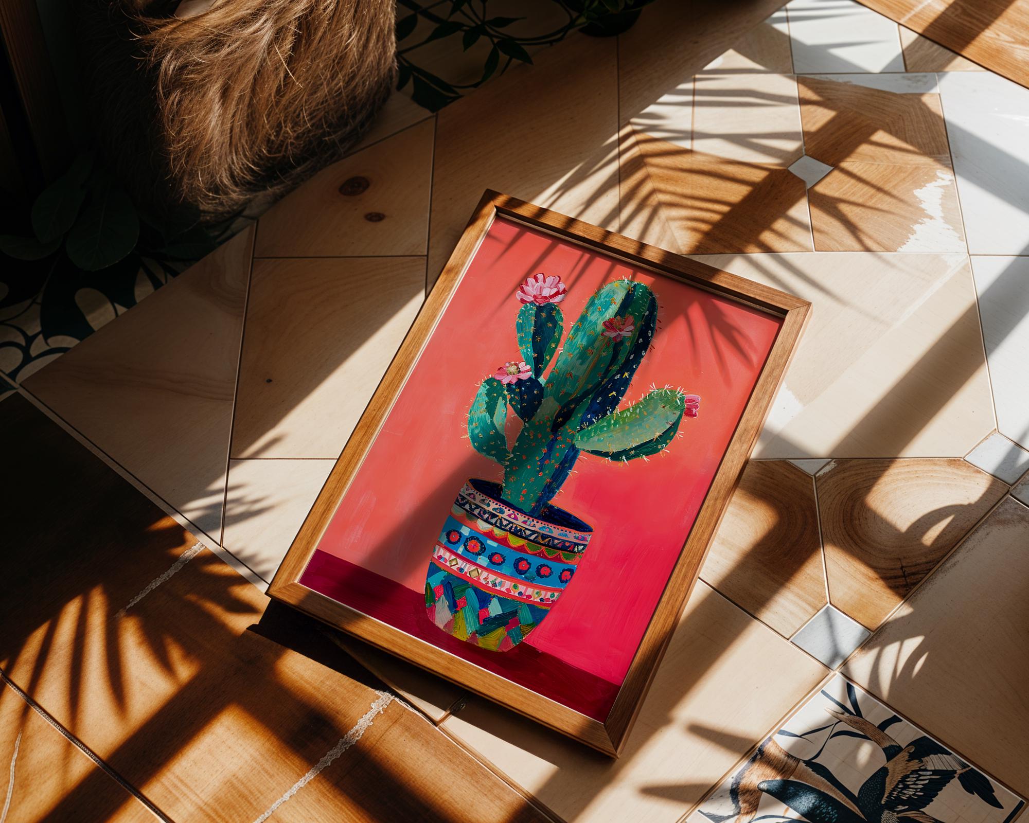 Modern Pop Art | Boho Cactus Print | Colorful Potted Plant, Southwestern wall art print, modern home decor, unframed artwork by Nomad & Nest