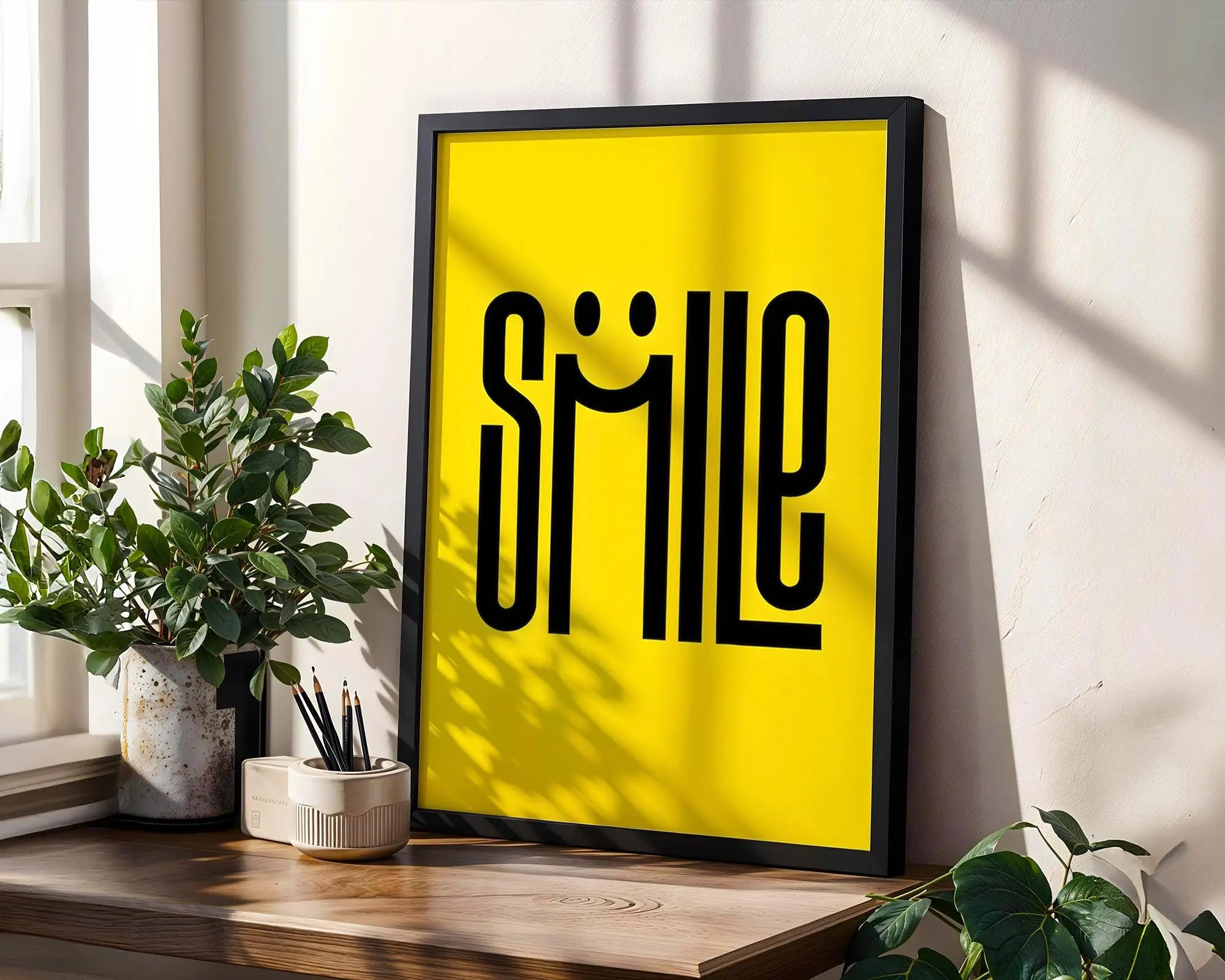 Positive Emotion | Smile Typography Poster | Happy Minimal Wall Art | Bright Modern Quote Print wall art print, modern home decor, unframed artwork by Nomad & Nest