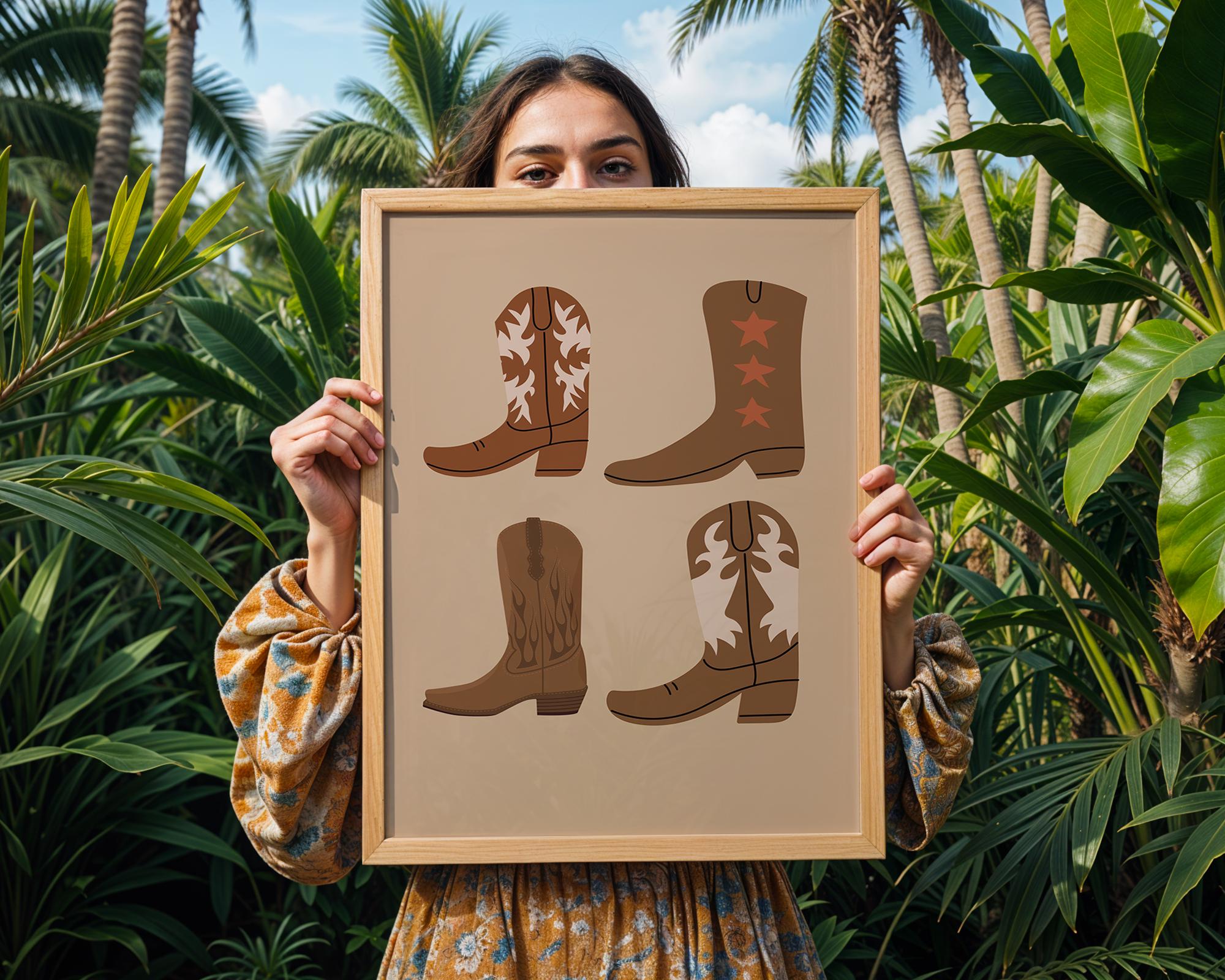 Cowboy Boots Print Set | Neutral Western Farmhouse Art wall art print, modern home decor, unframed artwork by Nomad & Nest