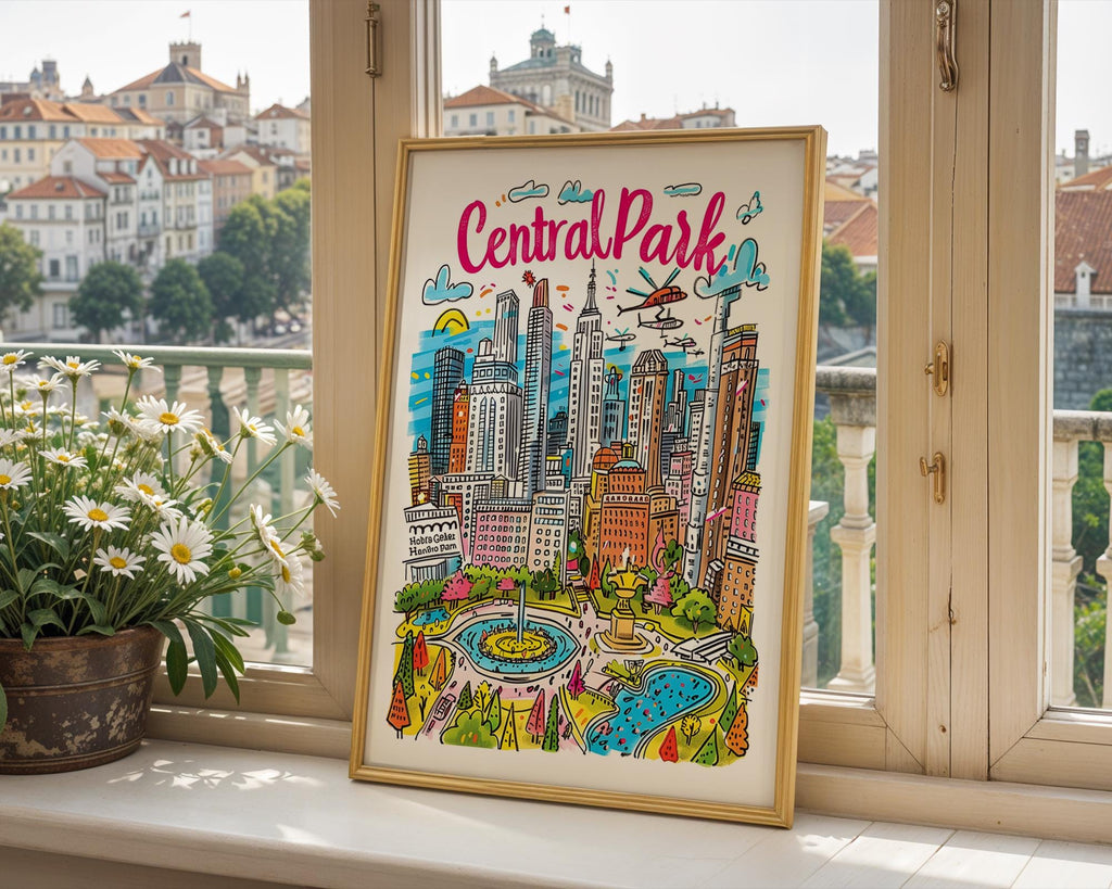 Central Park NYC Art Print | Colorful Manhattan Skyline Poster wall art print, modern home decor, unframed artwork by Nomad & Nest