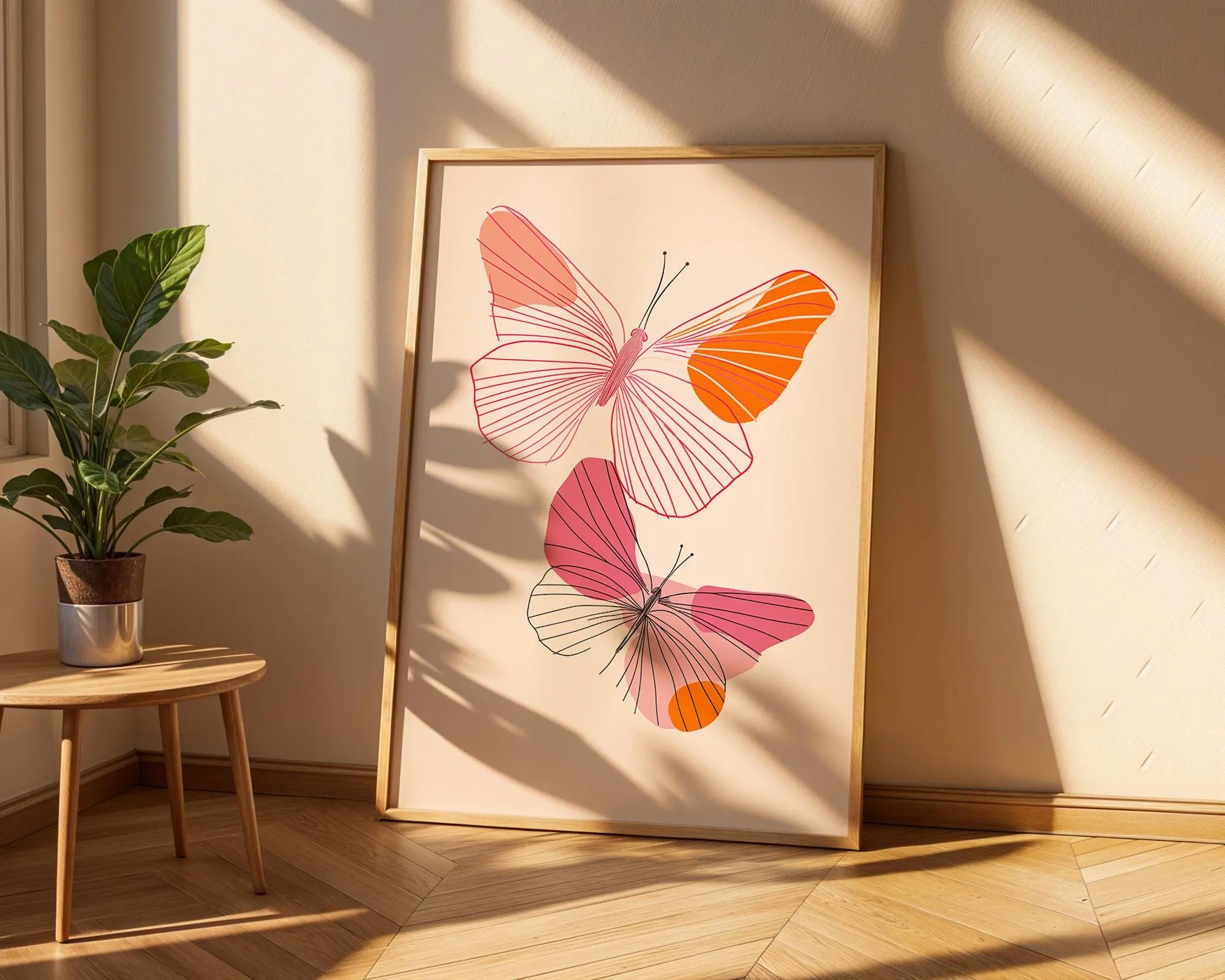 Abstract Butterfly Duo Print | Modern Pink, Orange Wall Art wall art print, modern home decor, unframed artwork by Nomad & Nest