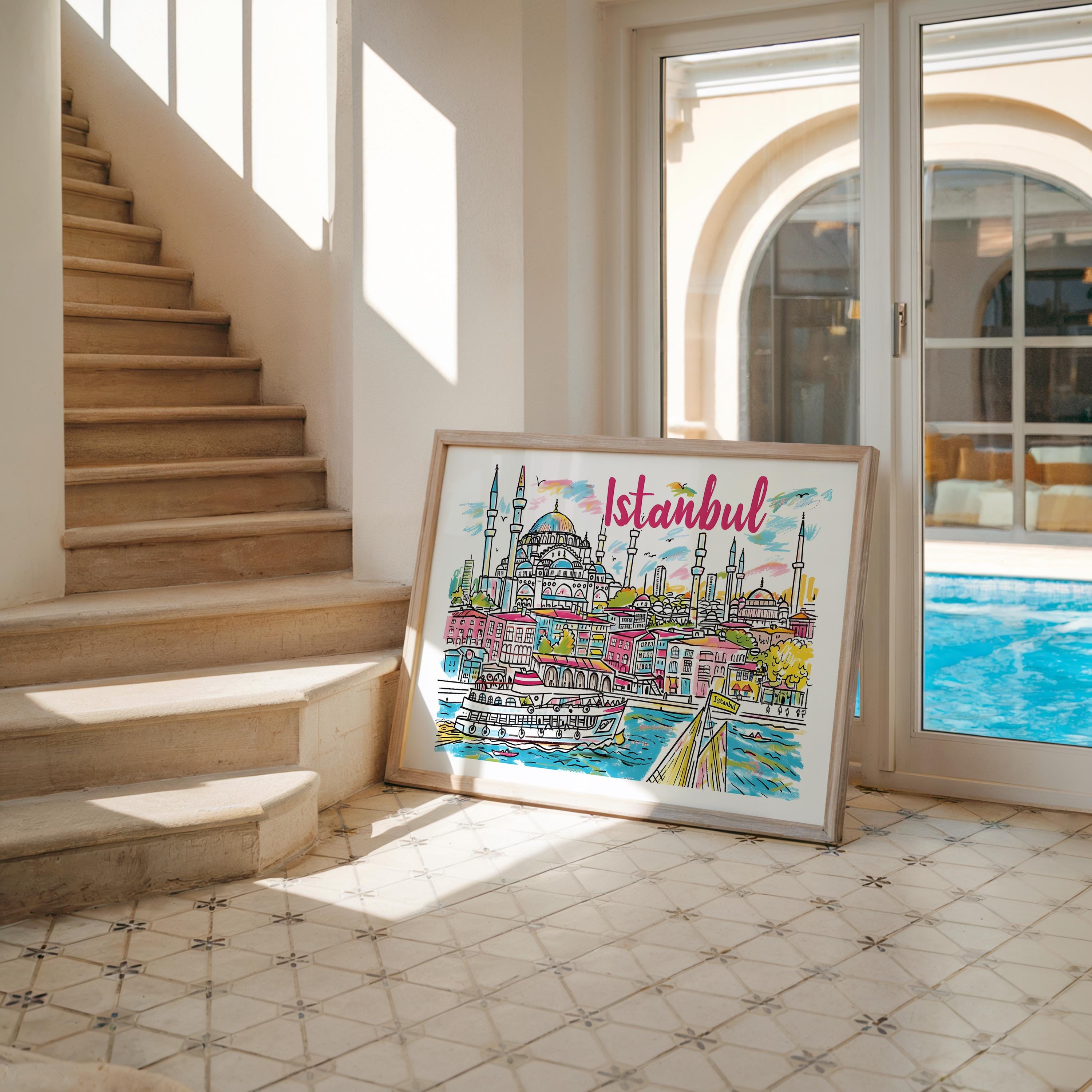 Istanbul Travel Poster | Colorful Hagia Sophia Art Print wall art print, modern home decor, unframed artwork by Nomad & Nest