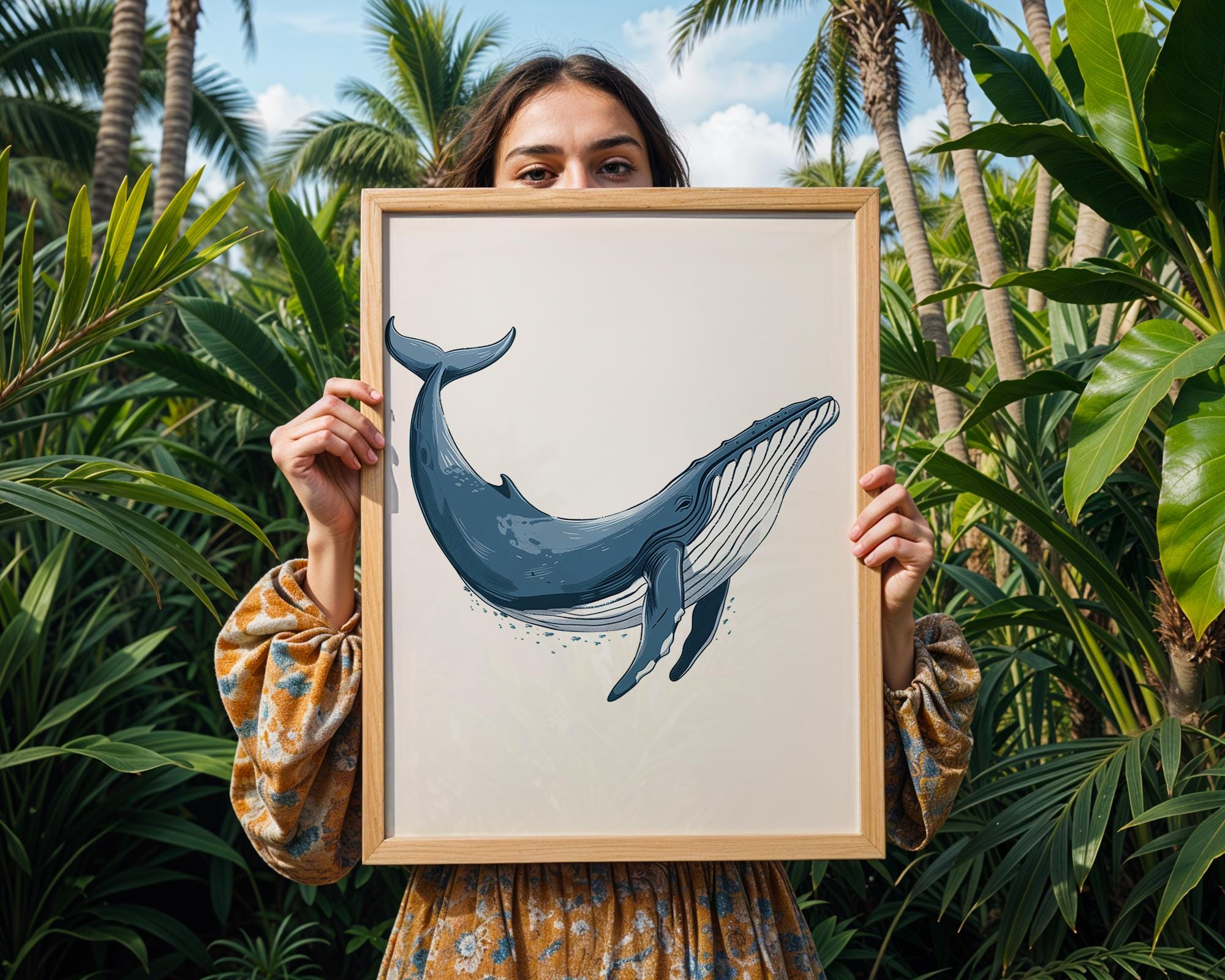 Blue Whale Print | Leaping Whale Poster, Coastal Wall Art wall art print, modern home decor, unframed artwork by Nomad & Nest
