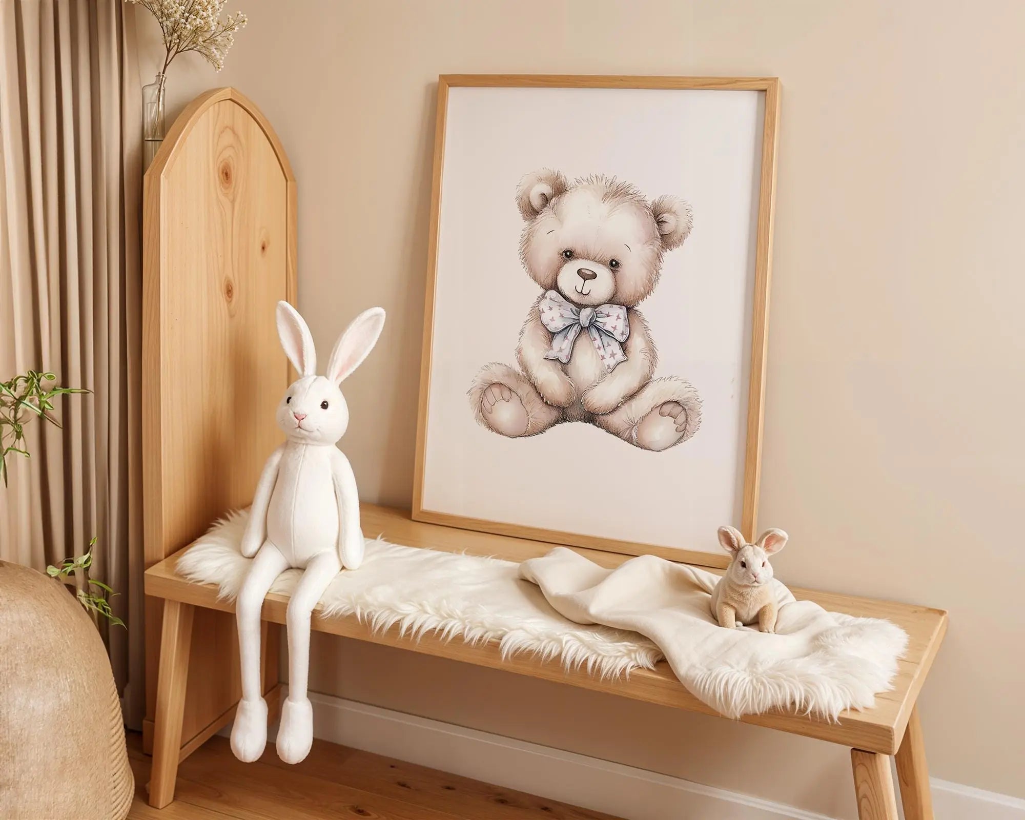 Playroom Ideas | Classic Teddy Bear Nursery Art – Neutral Baby Room Print wall art print, modern home decor, unframed artwork by Nomad & Nest
