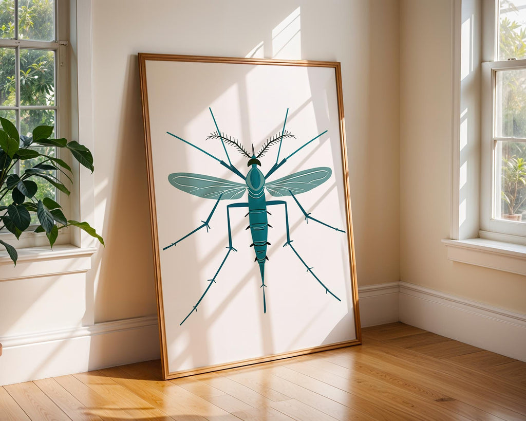 Teal Mosquito Print, Modern Insect Illustration, Science Office Decor wall art print, modern home decor, unframed artwork by Nomad & Nest