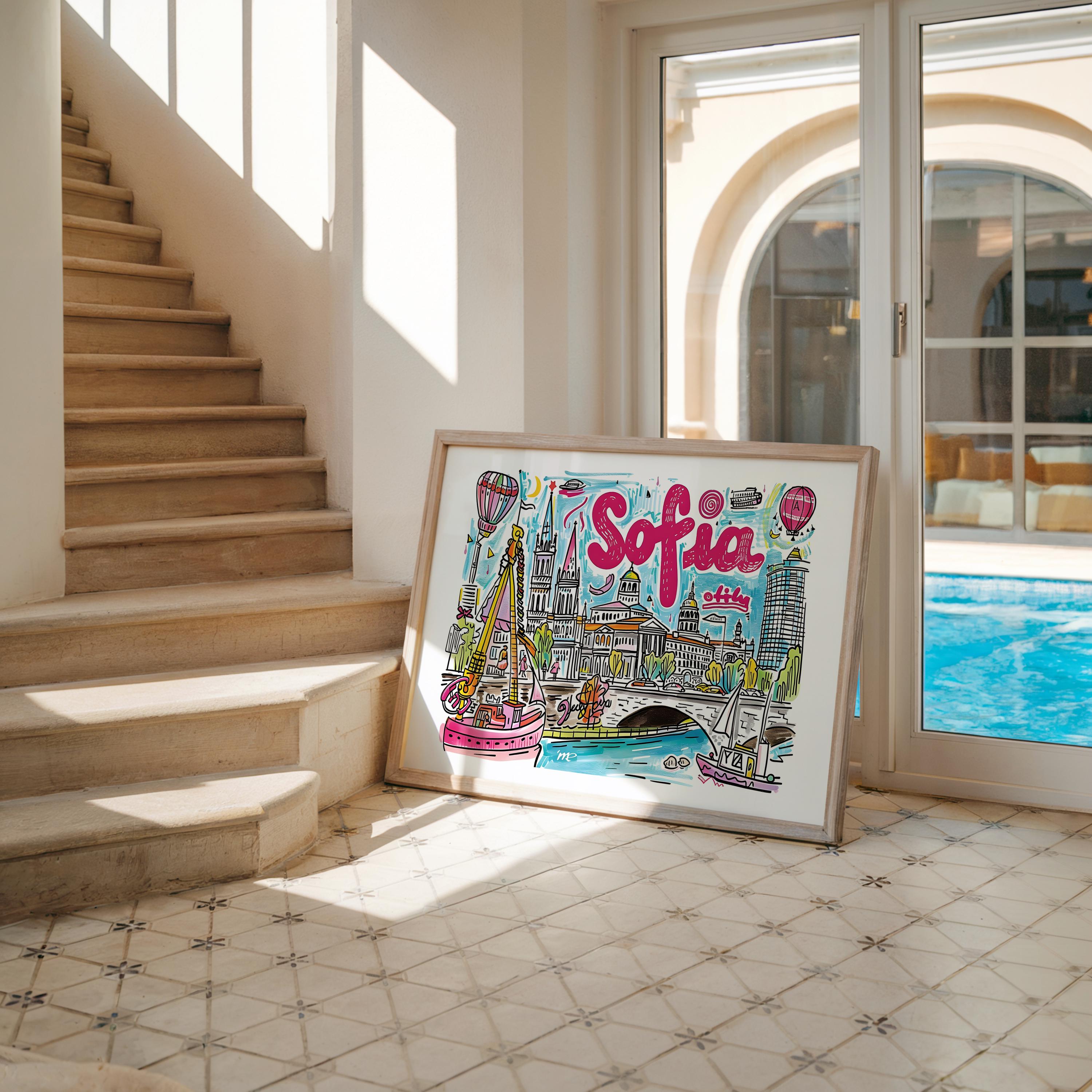 Sofia Bulgaria Art Print | Colorful European Travel Poster wall art print, modern home decor, unframed artwork by Nomad & Nest