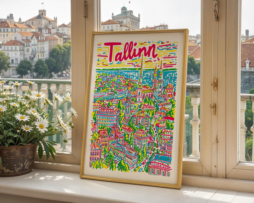 Tallinn Estonia Travel Poster | Bright Baltic City Illustration wall art print, modern home decor, unframed artwork by Nomad & Nest
