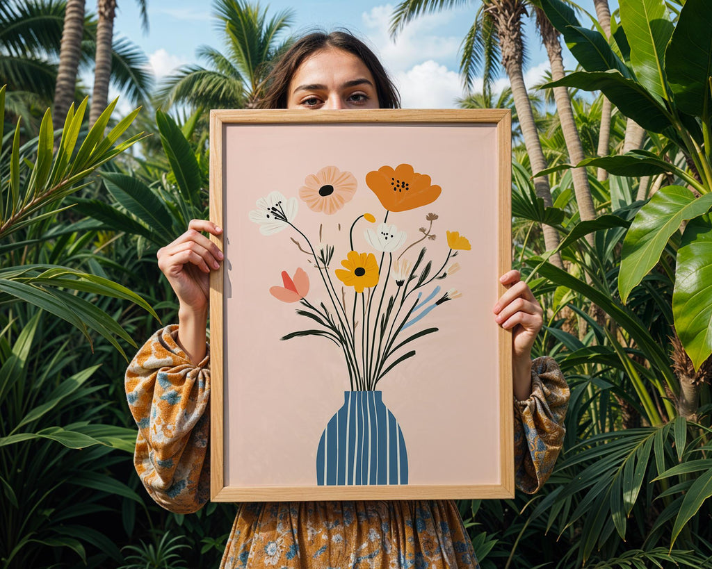 Abstract Floral Bouquet Print | Mid-Century Modern Vase Art wall art print, modern home decor, unframed artwork by Nomad & Nest