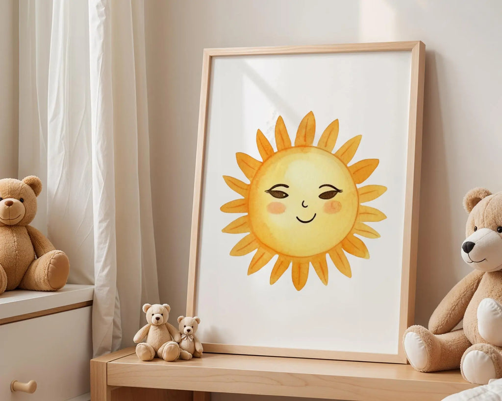 Playroom Ideas | Smiling Sun Nursery Wall Art Happy Baby Room Print wall art print, modern home decor, unframed artwork by Nomad & Nest