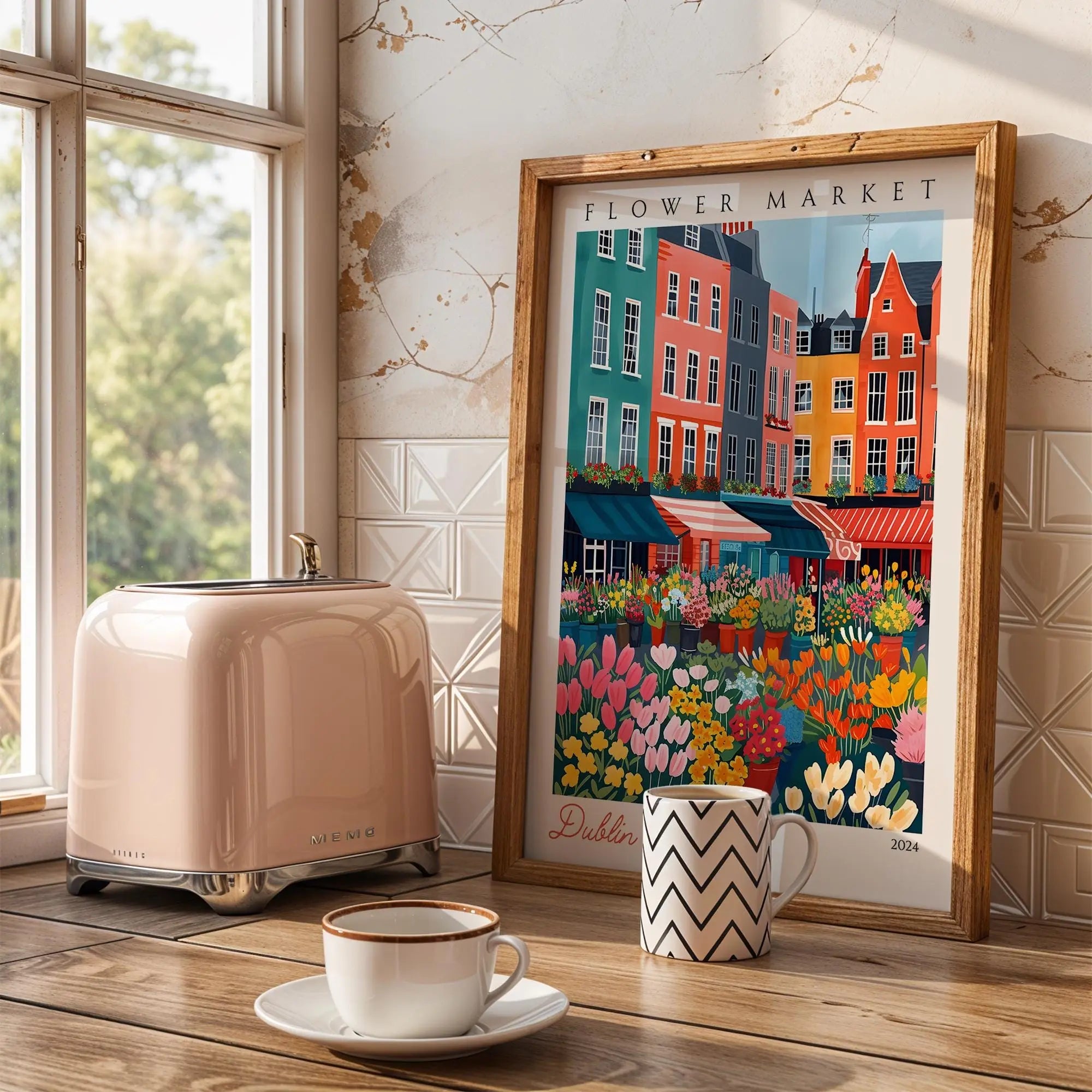 Dublin Flower Market Print | Vintage Ireland Travel Poster wall art print, modern home decor, unframed artwork by Nomad & Nest