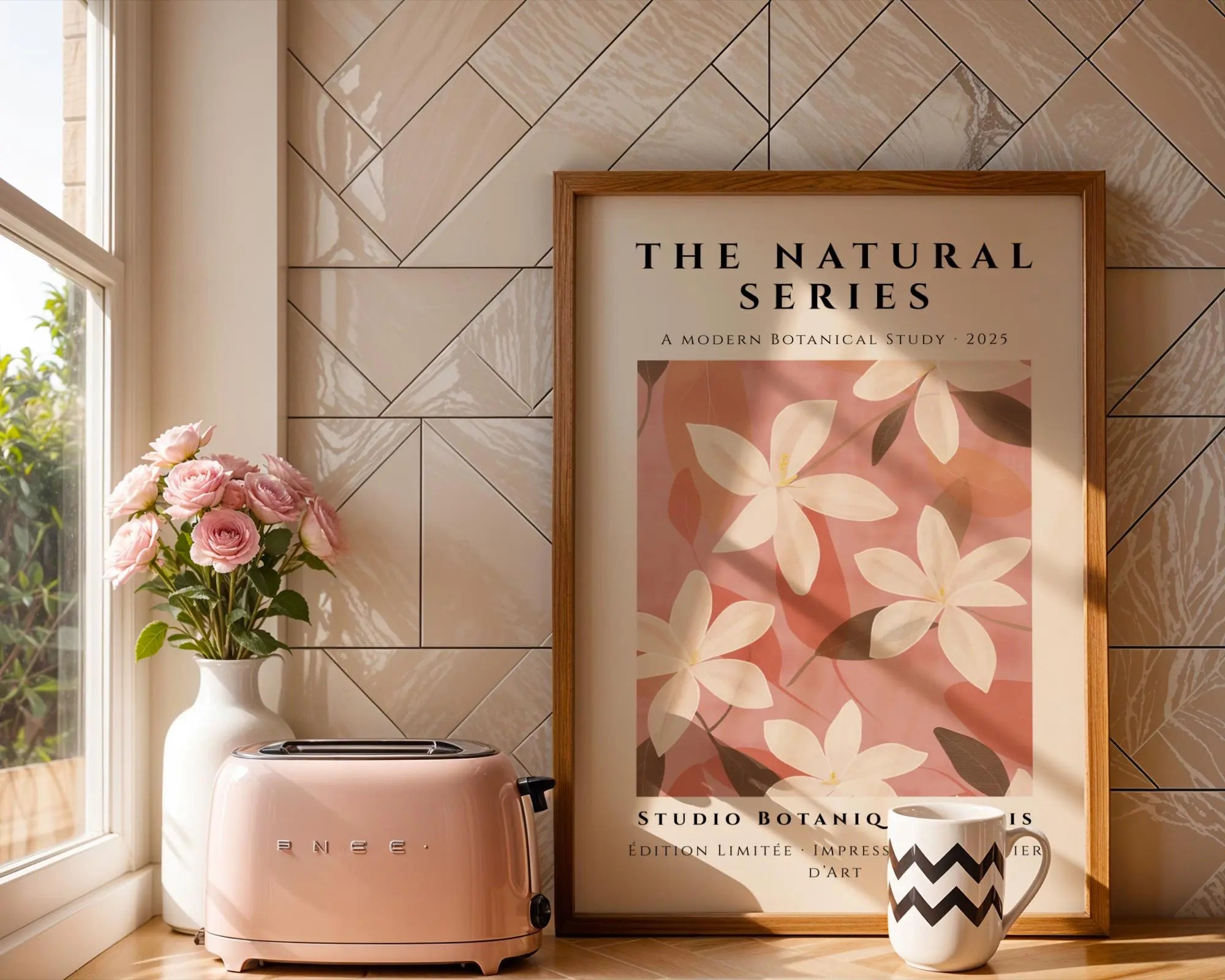 White Blossoms Art Print • Modern Botanical on Rose wall art print, modern home decor, unframed artwork by Nomad & Nest