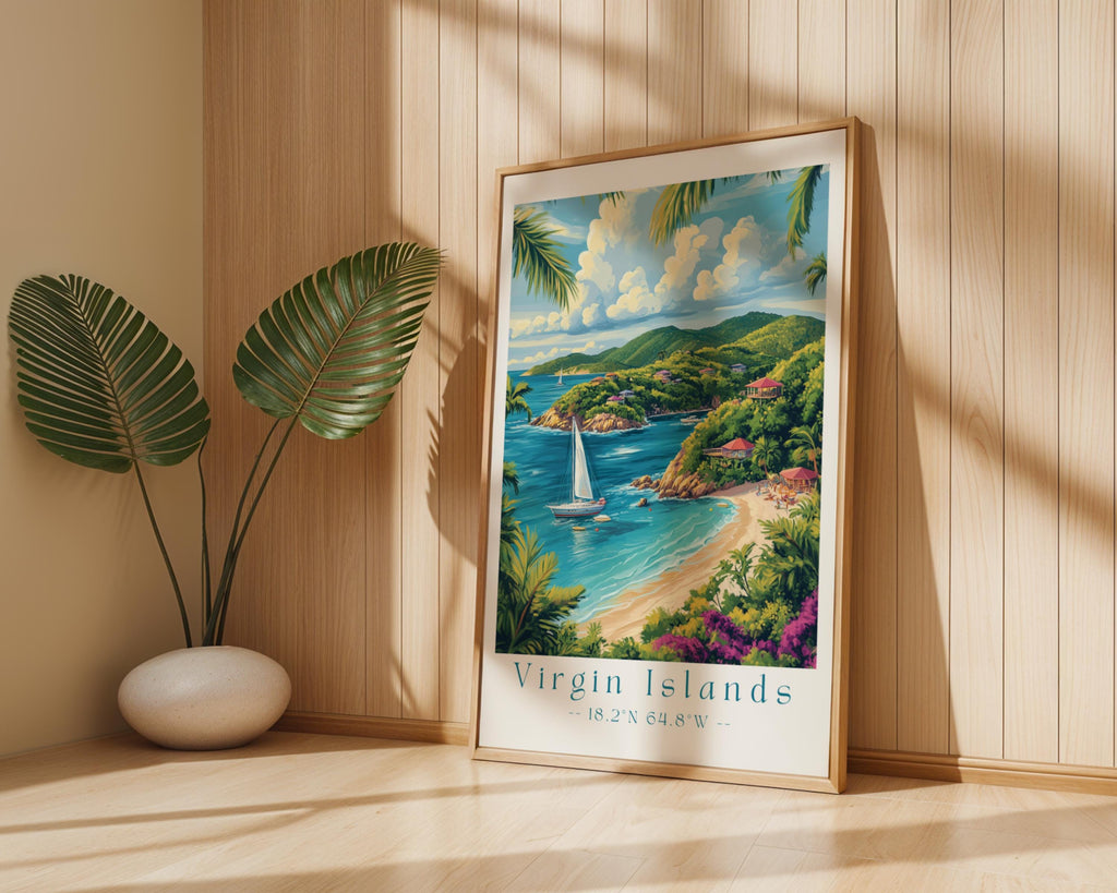 Virgin Islands Coastal Art Print | Caribbean Beach, Island Getaway wall art print, modern home decor, unframed artwork by Nomad & Nest