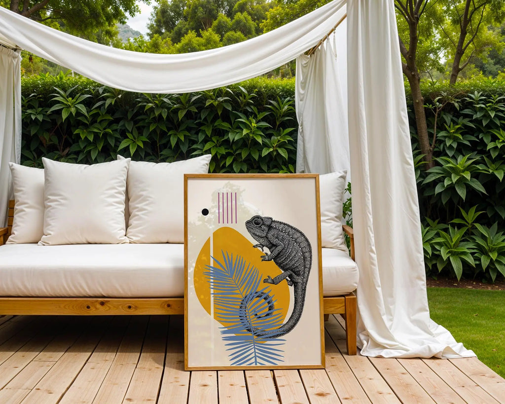 Chameleon Geometric Art Print | Modern Animal Illustration wall art print, modern home decor, unframed artwork by Nomad & Nest