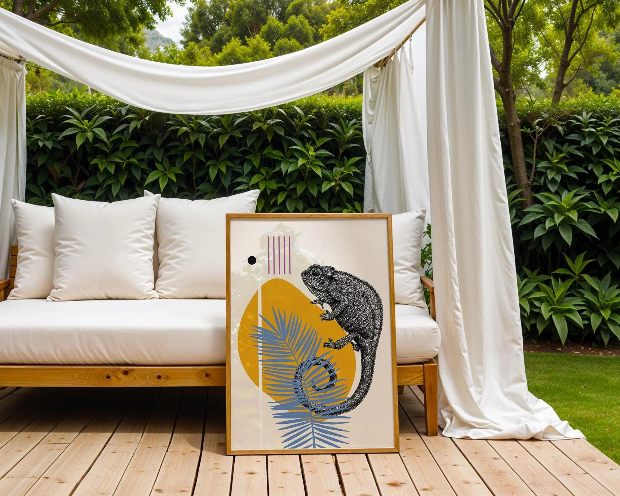 Chameleon Geometric Art Print | Modern Animal Illustration wall art print, modern home decor, unframed artwork by Nomad & Nest