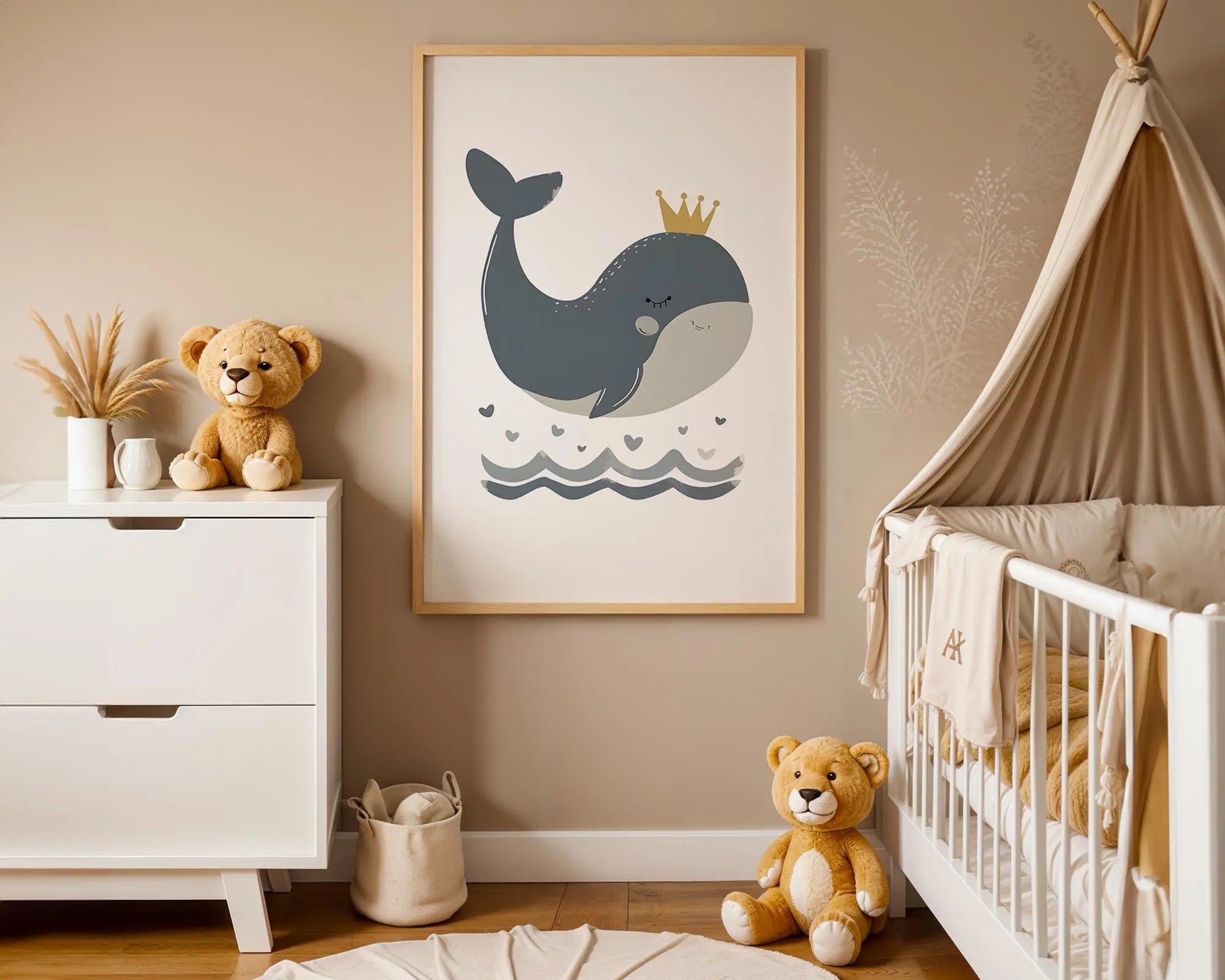 Playroom Ideas | Whale Nursery Art | Coastal Boho Ocean Wall Print wall art print, modern home decor, unframed artwork by Nomad & Nest
