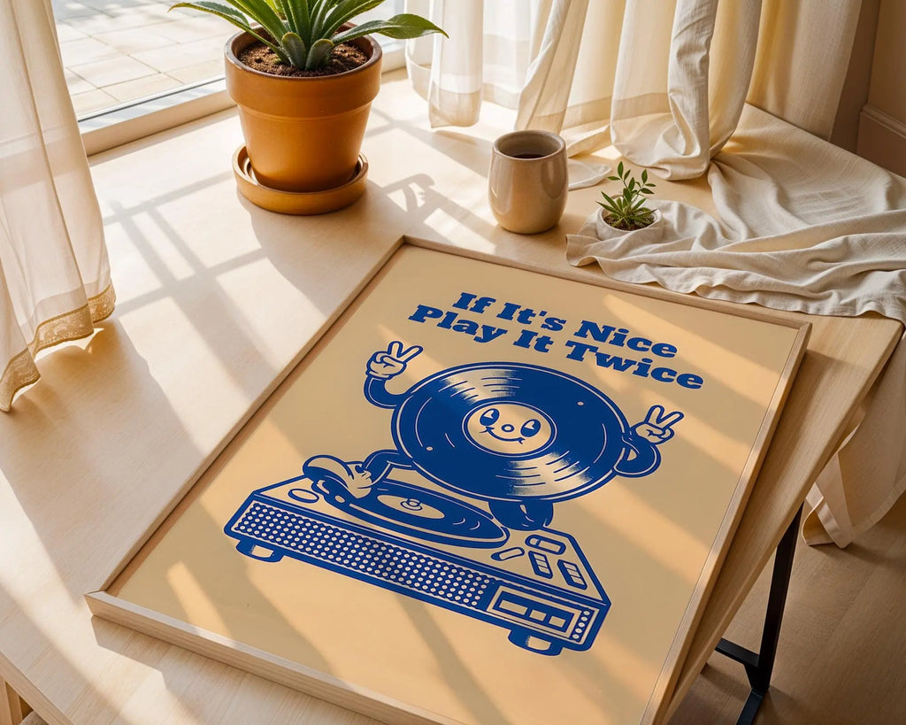 Vinyl Record Print | Retro DJ Art, Music Lover Gift wall art print, modern home decor, unframed artwork by Nomad & Nest