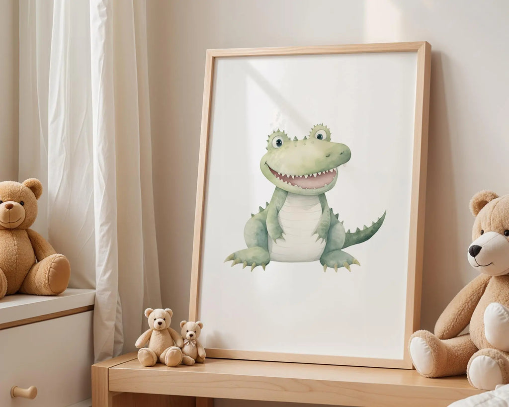 Playroom Ideas | Crocodile Nursery Wall Art | Jungle Animal Baby Print wall art print, modern home decor, unframed artwork by Nomad & Nest