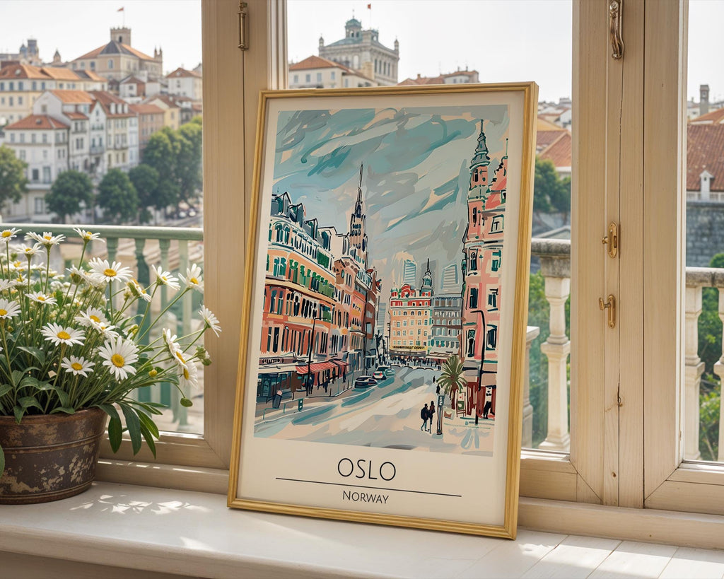 Oslo Norway Cityscape Print | Scandinavian Travel Poster wall art print, modern home decor, unframed artwork by Nomad & Nest