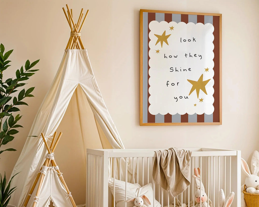 Playroom Ideas | Look How They Shine Nursery Wall Art | Starry Boho Quote Print wall art print, modern home decor, unframed artwork by Nomad & Nest