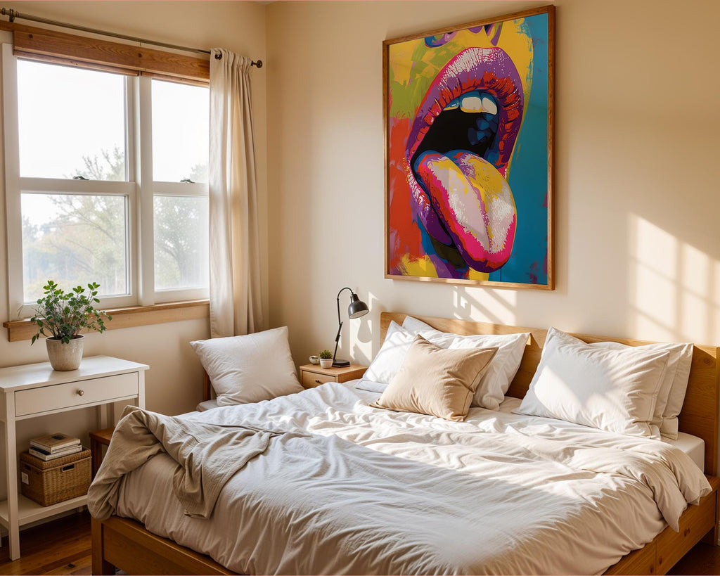 Colourful Prints | Pop Art Lips Print |  Tongue, Modern Home Decor wall art print, modern home decor, unframed artwork by Nomad & Nest