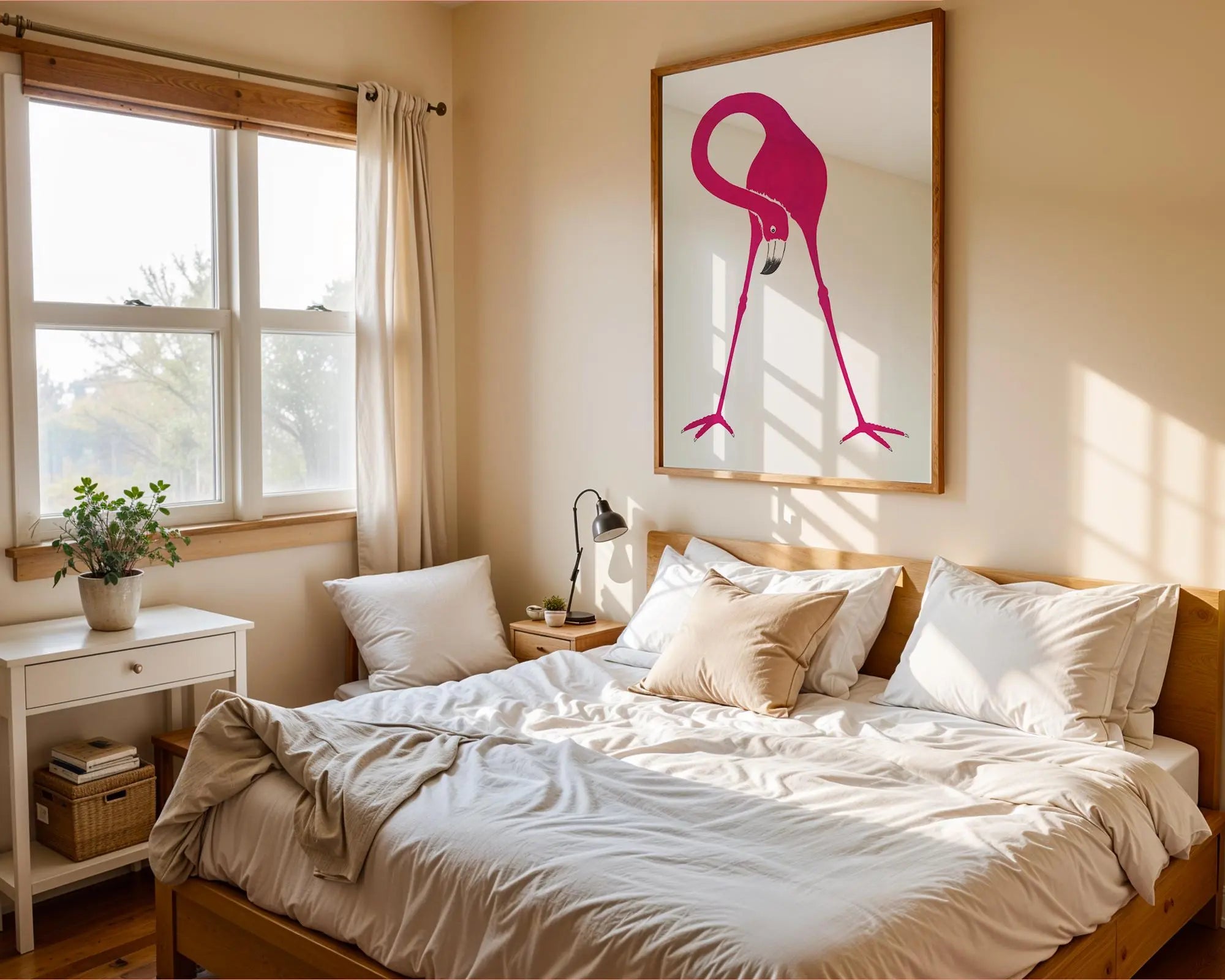 Pink Flamingo Art Print | Modern Tropical Home Decor wall art print, modern home decor, unframed artwork by Nomad & Nest