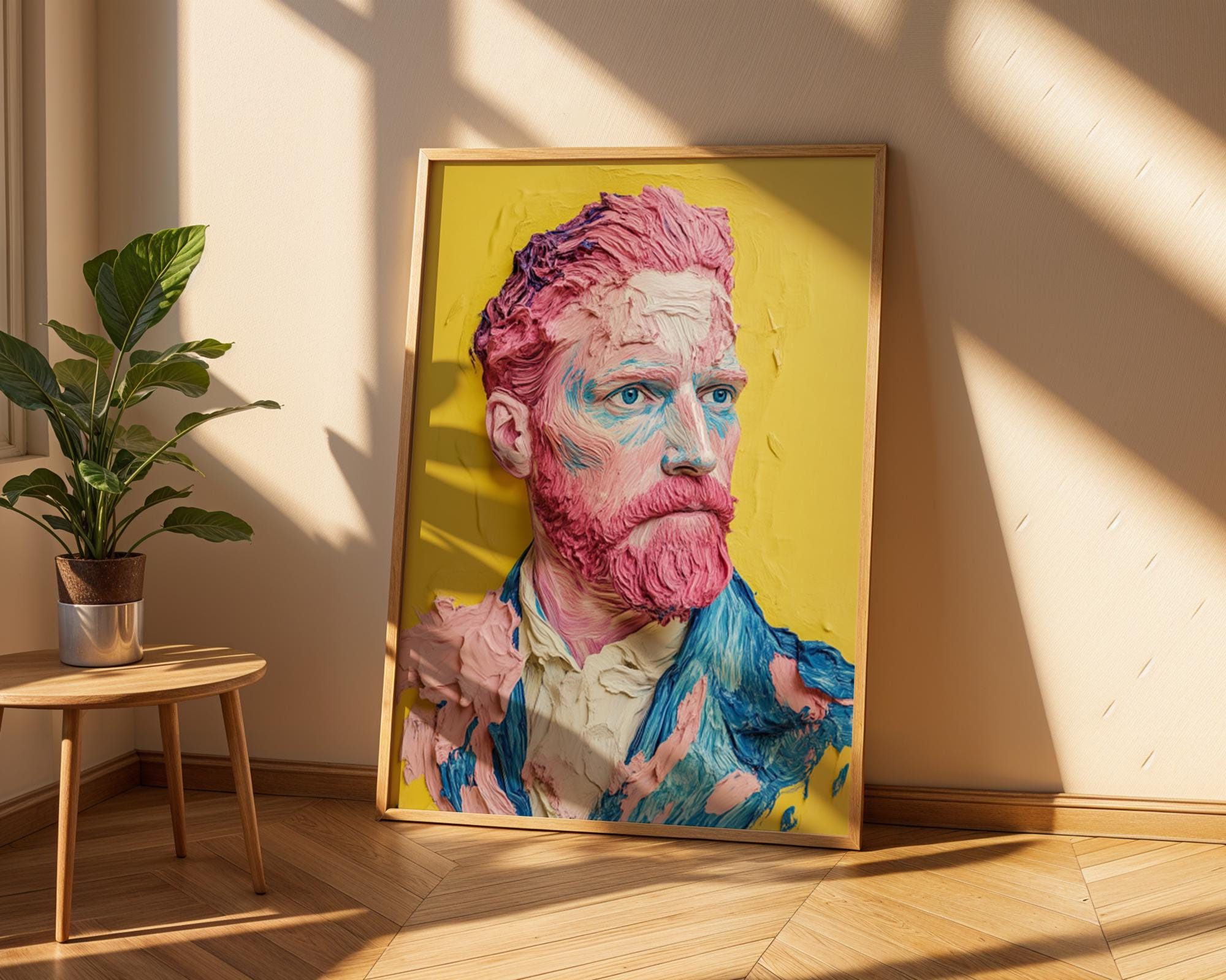 Pop Art Van Gogh Portrait | Pink & Blue Impasto Print wall art print, modern home decor, unframed artwork by Nomad & Nest