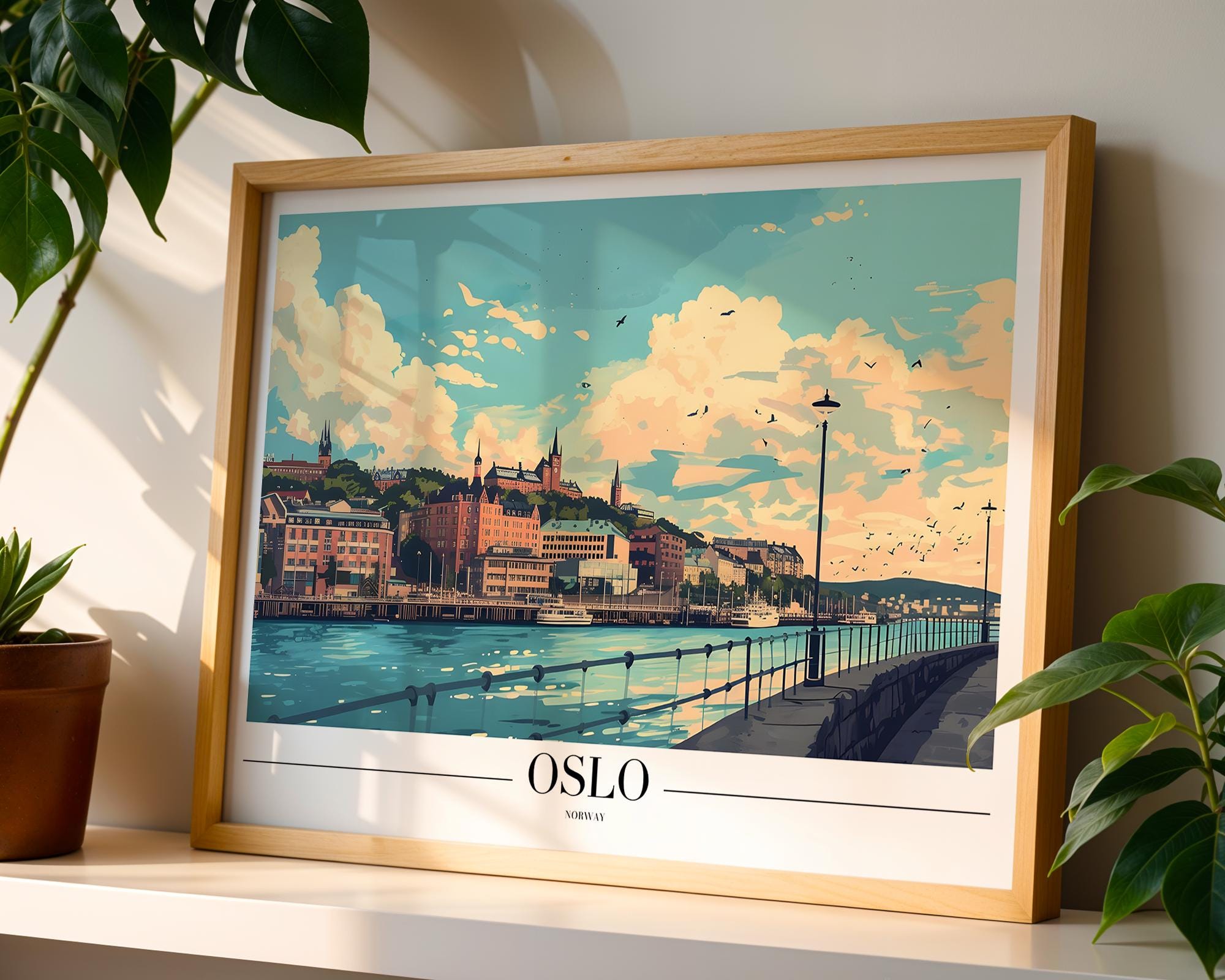 Oslo Norway Travel Poster | Scandinavian Cityscape Art Print wall art print, modern home decor, unframed artwork by Nomad & Nest