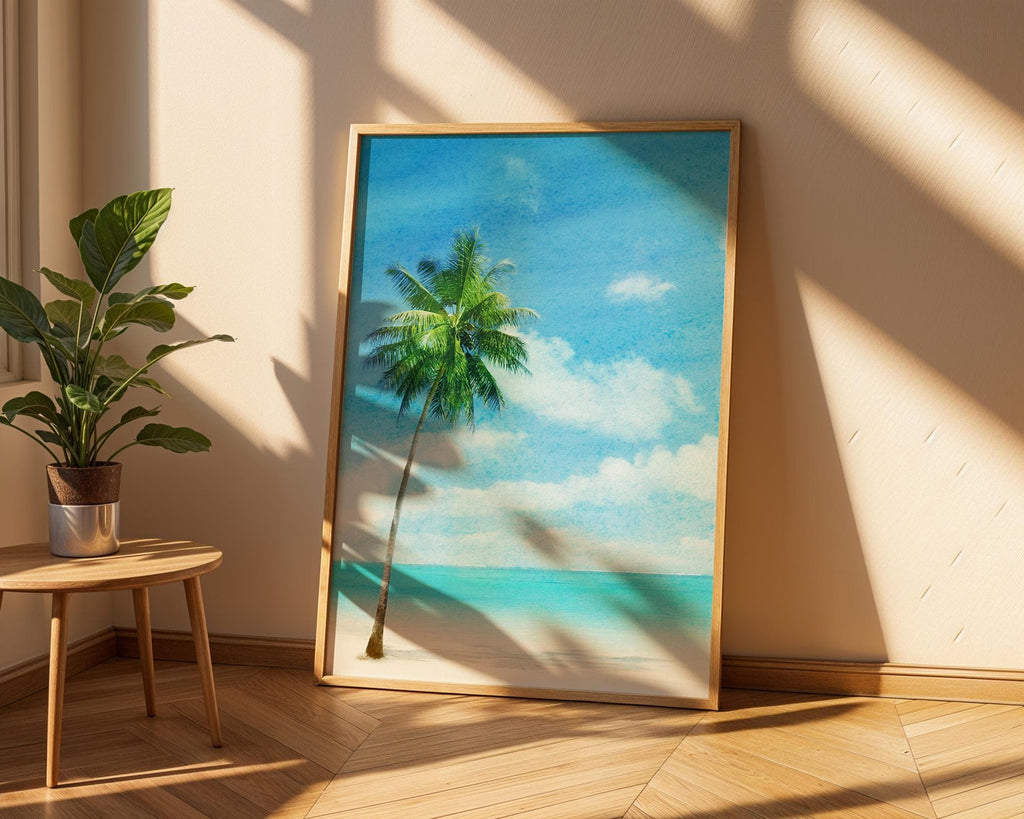 Colourful Prints | Tropical Palm Tree Beach Print • Coastal Summer Wall Art wall art print, modern home decor, unframed artwork by Nomad & Nest