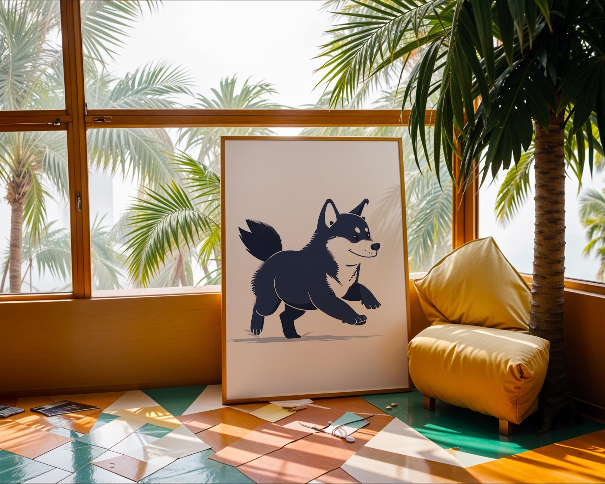 Puppy Wall Art Print, Modern Dog Illustration, Nursery Decor wall art print, modern home decor, unframed artwork by Nomad & Nest