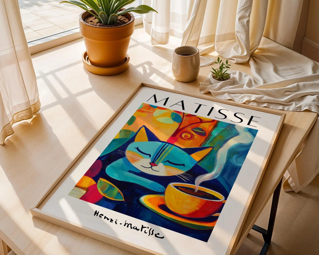 Henri Matisse Print | Inspired Cat Art  | Colorful Coffee Poster wall art print, modern home decor, unframed artwork by Nomad & Nest