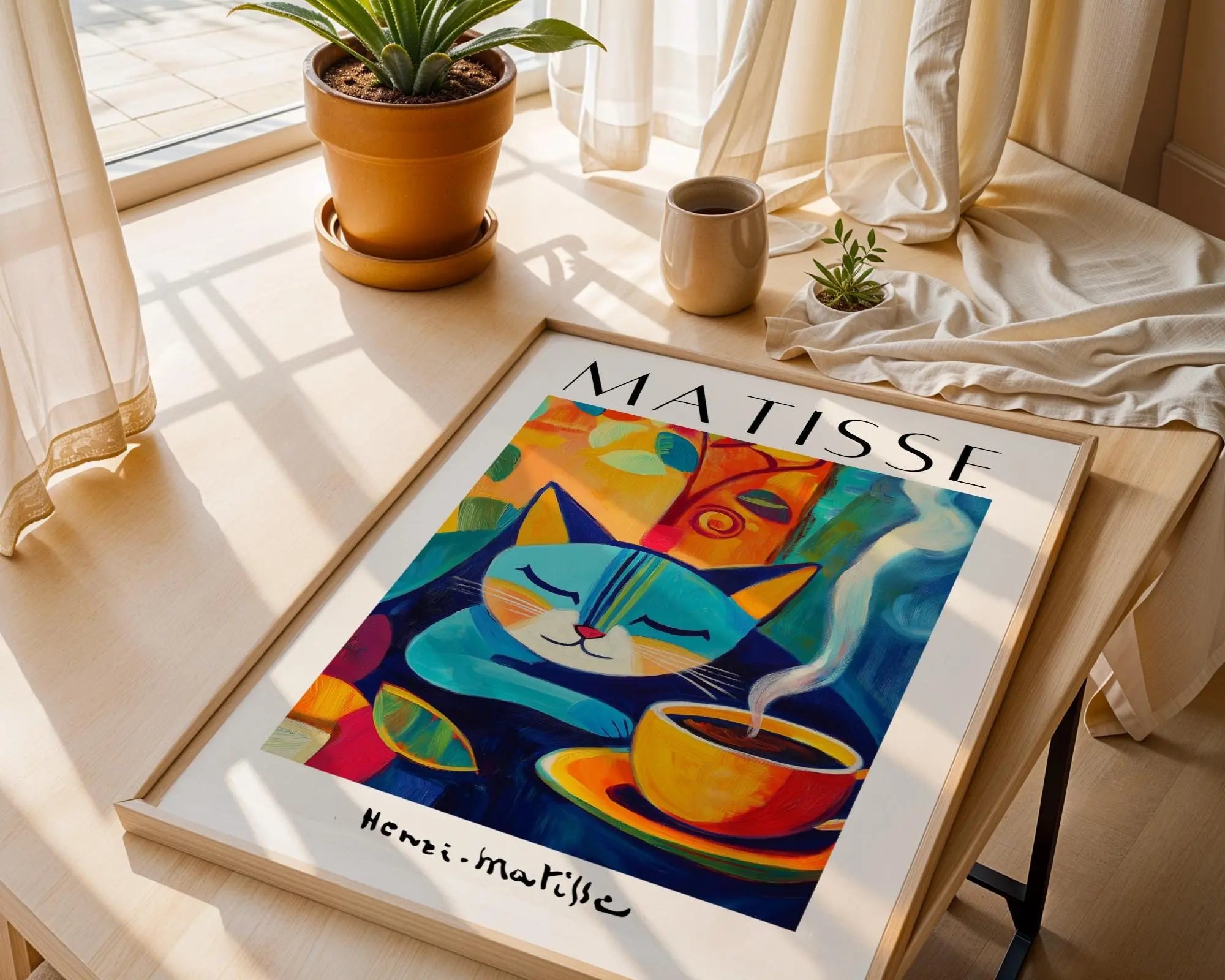 Henri Matisse Print | Inspired Cat Art  | Colorful Coffee Poster wall art print, modern home decor, unframed artwork by Nomad & Nest