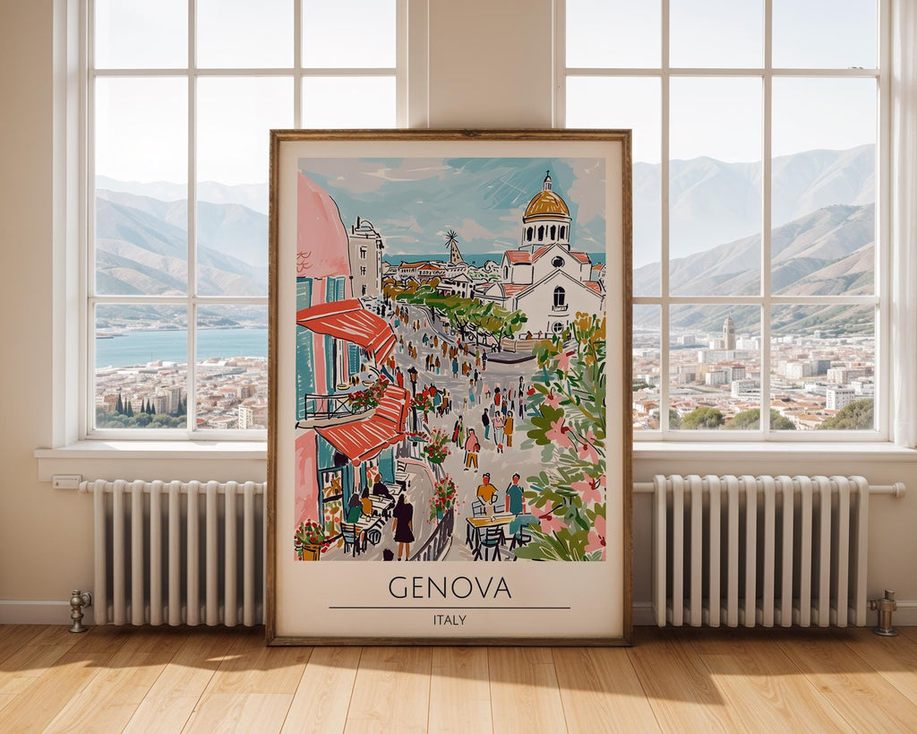 Genova Italy Art Print | Mediterranean Market Scene Wall Decor wall art print, modern home decor, unframed artwork by Nomad & Nest