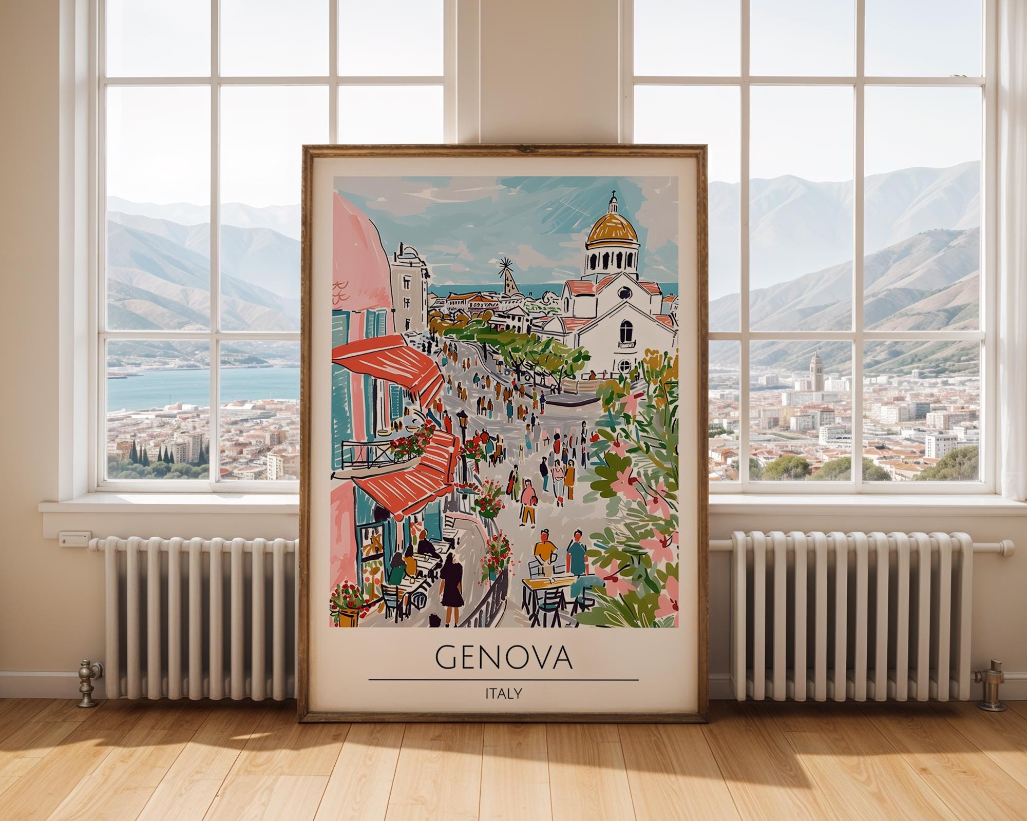 Genova Italy Art Print | Mediterranean Market Scene Wall Decor wall art print, modern home decor, unframed artwork by Nomad & Nest