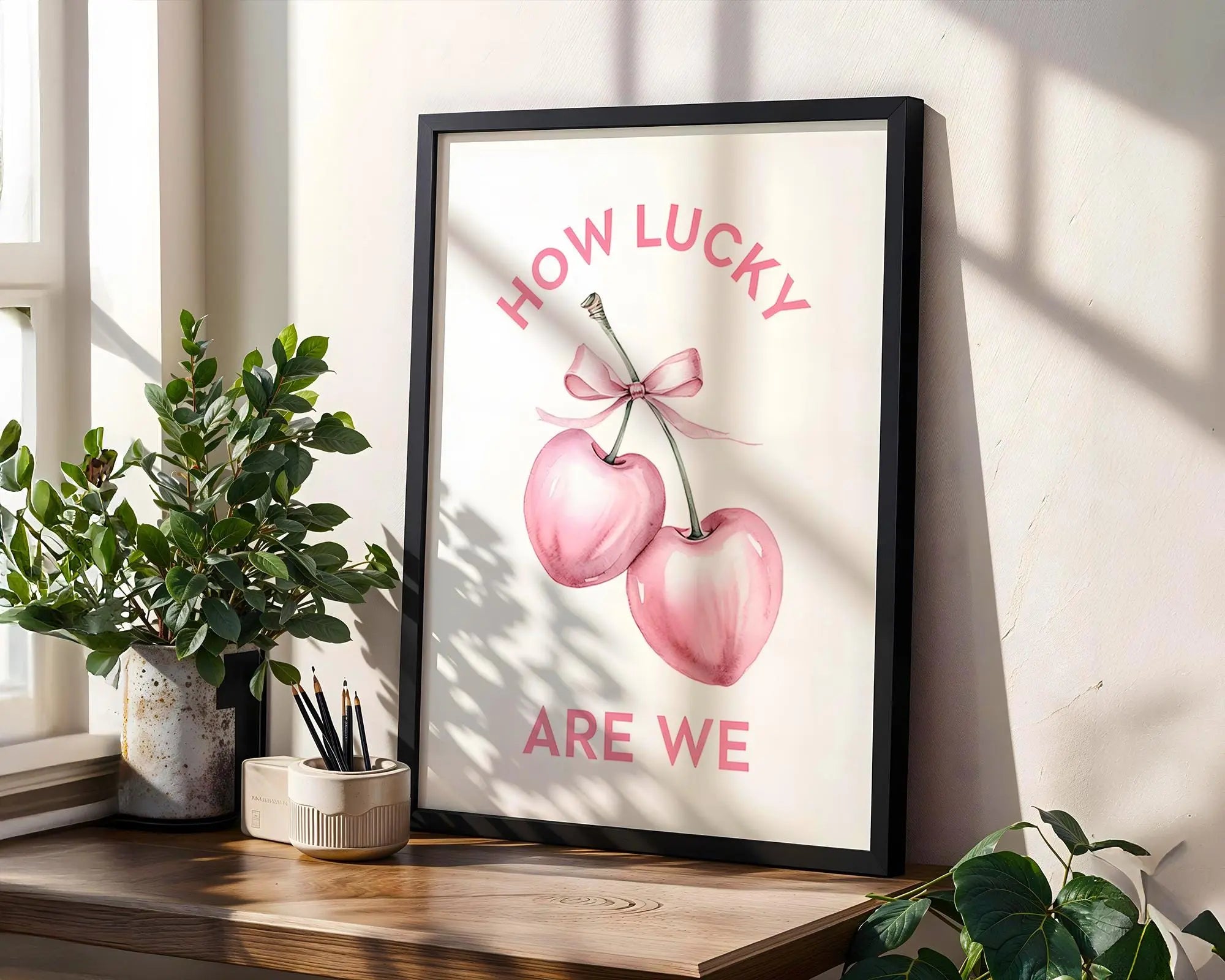 Pink Cherry Love Quote Art Print – Romantic Typography Wall Decor wall art print, modern home decor, unframed artwork by Nomad & Nest