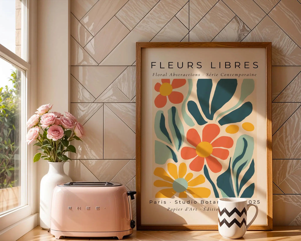Mid Century Modern Floral Art Print | Abstract Flower Wall Poster wall art print, modern home decor, unframed artwork by Nomad & Nest