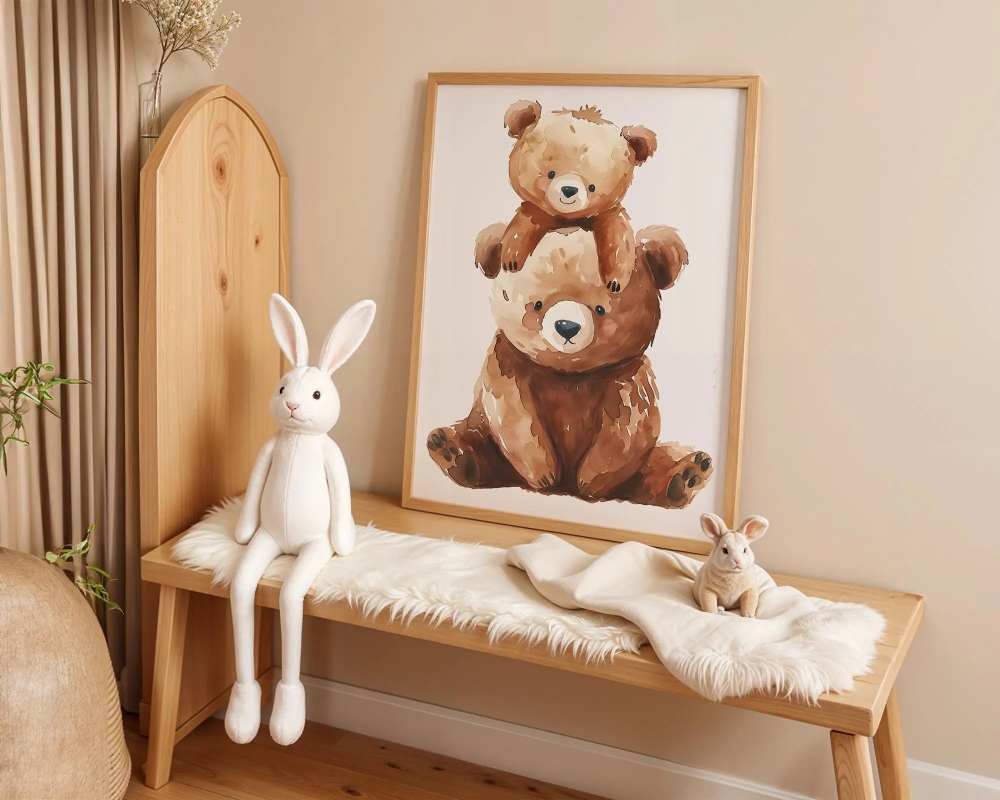 Playroom Ideas | Stacked Bears Nursery Wall Art | Watercolour Woodland Family wall art print, modern home decor, unframed artwork by Nomad & Nest