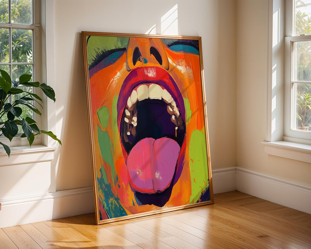Mouth Pop Art Print | Neon Tongue Canvas Poster wall art print, modern home decor, unframed artwork by Nomad & Nest