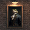 Frog Aristocrat Wall Art | Blue & Gold 18th Century Animal Portrait, Quirky Amphibian Decor wall art print, modern home decor, unframed artwork by Nomad & Nest