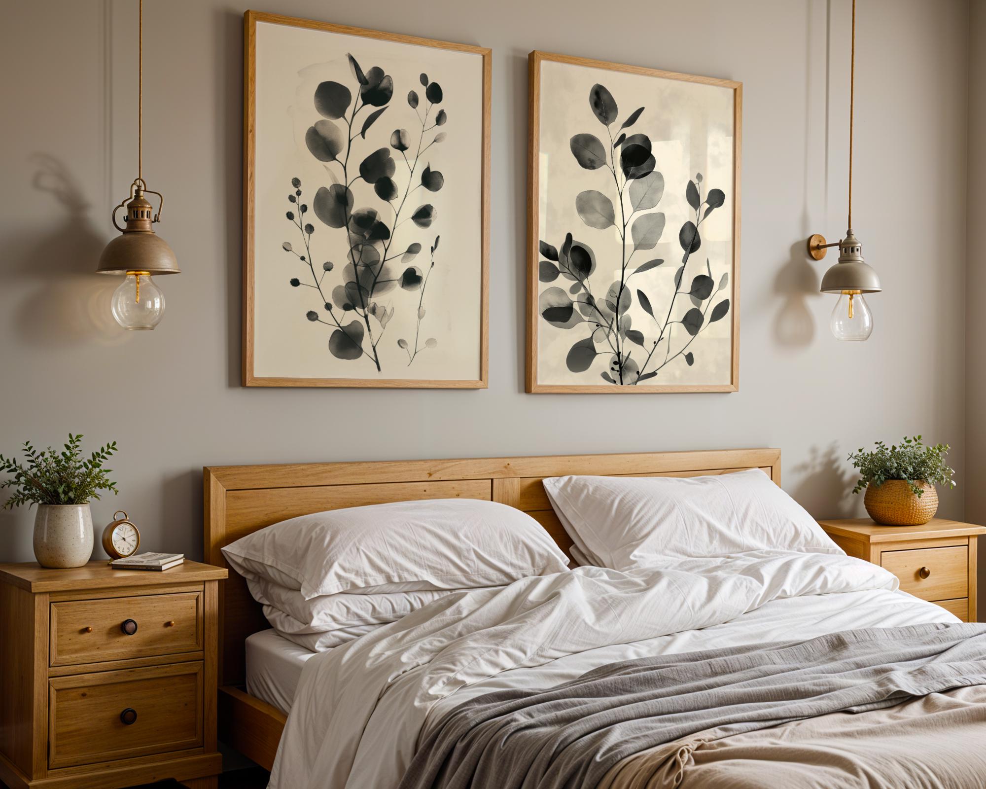 Botanical Leaf Prints Set | Monochrome Minimalist Wall Art wall art print, modern home decor, unframed artwork by Nomad & Nest