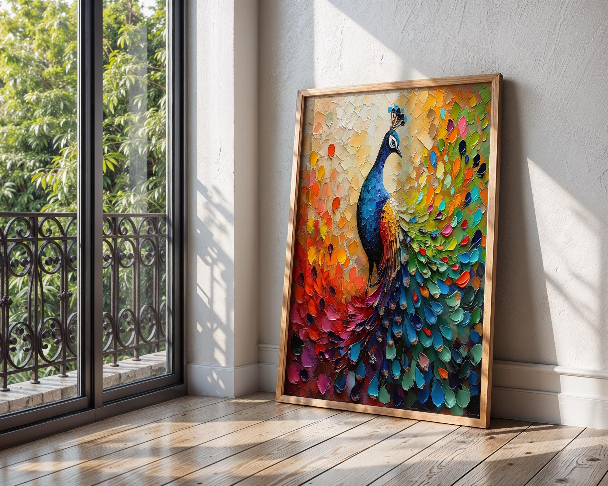 Colourful Prints | Peacock Print |  Textured Wall Art, Boho Home Decor wall art print, modern home decor, unframed artwork by Nomad & Nest