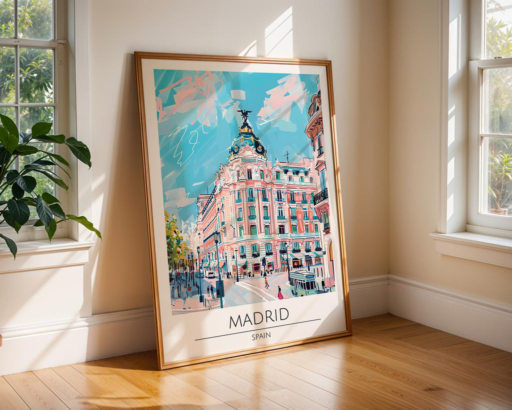 Madrid Travel Poster | Gran Vía Metropolis Building Art Print wall art print, modern home decor, unframed artwork by Nomad & Nest