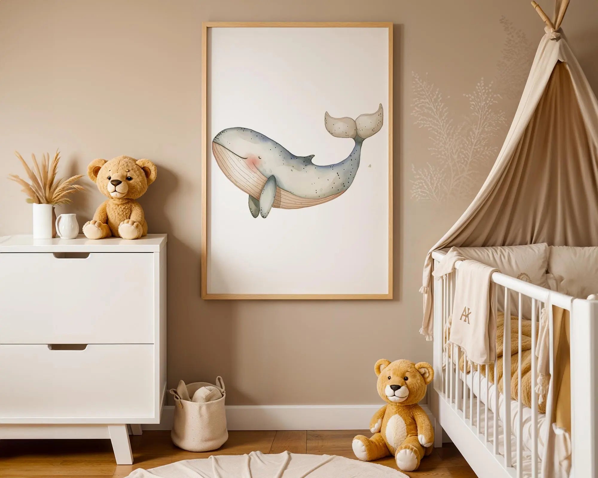 Playroom Ideas | Whale Nursery Wall Art | Ocean Animal Blue Sea Baby Decor wall art print, modern home decor, unframed artwork by Nomad & Nest