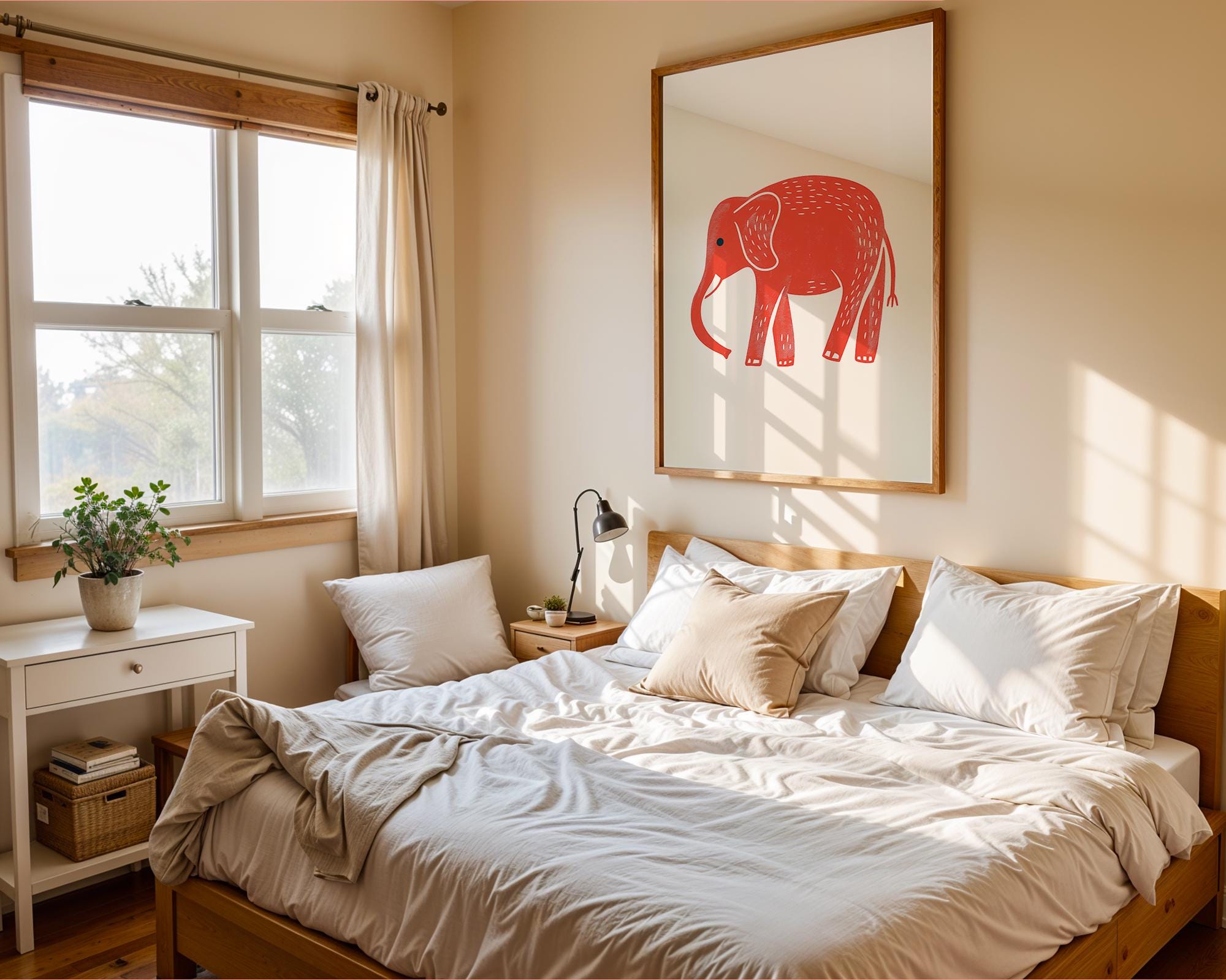 Elephant Art Print | Maximalist Safari Poster, Nature Gift wall art print, modern home decor, unframed artwork by Nomad & Nest