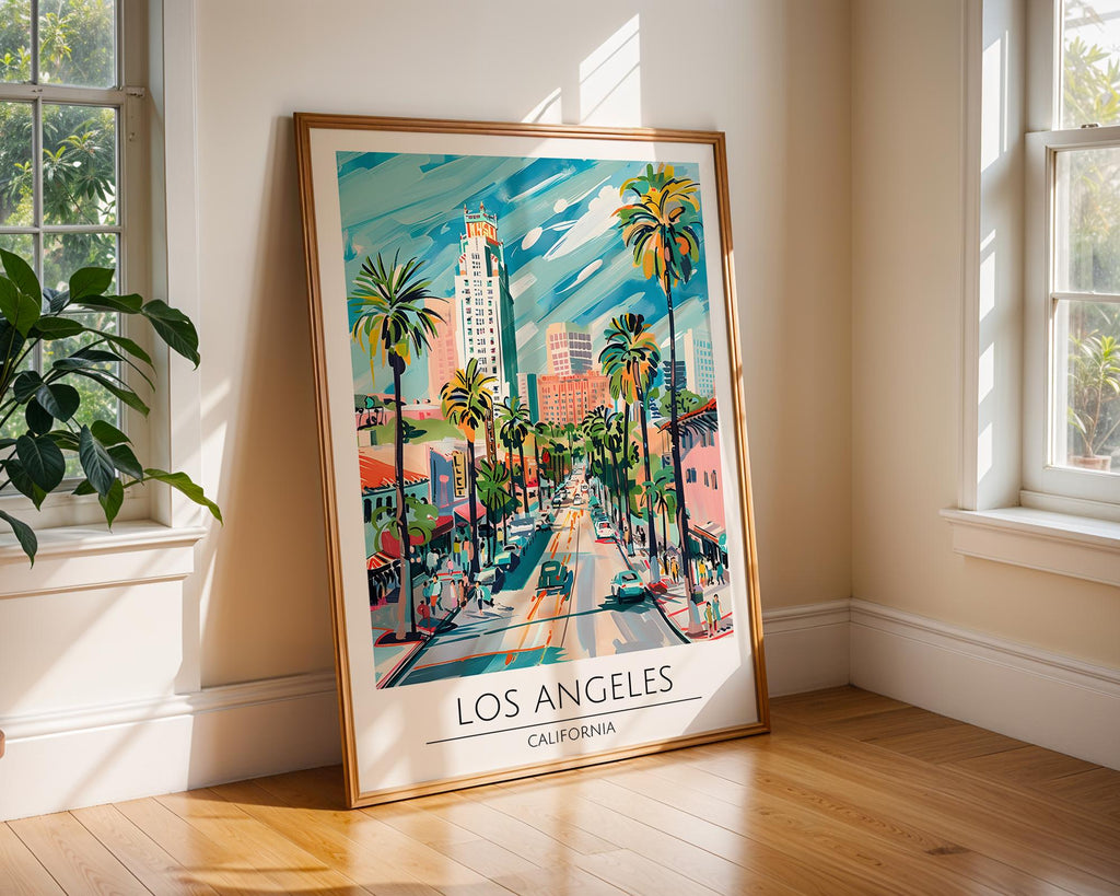 Los Angeles Art Print | Retro Palm Tree Boulevard Illustration wall art print, modern home decor, unframed artwork by Nomad & Nest